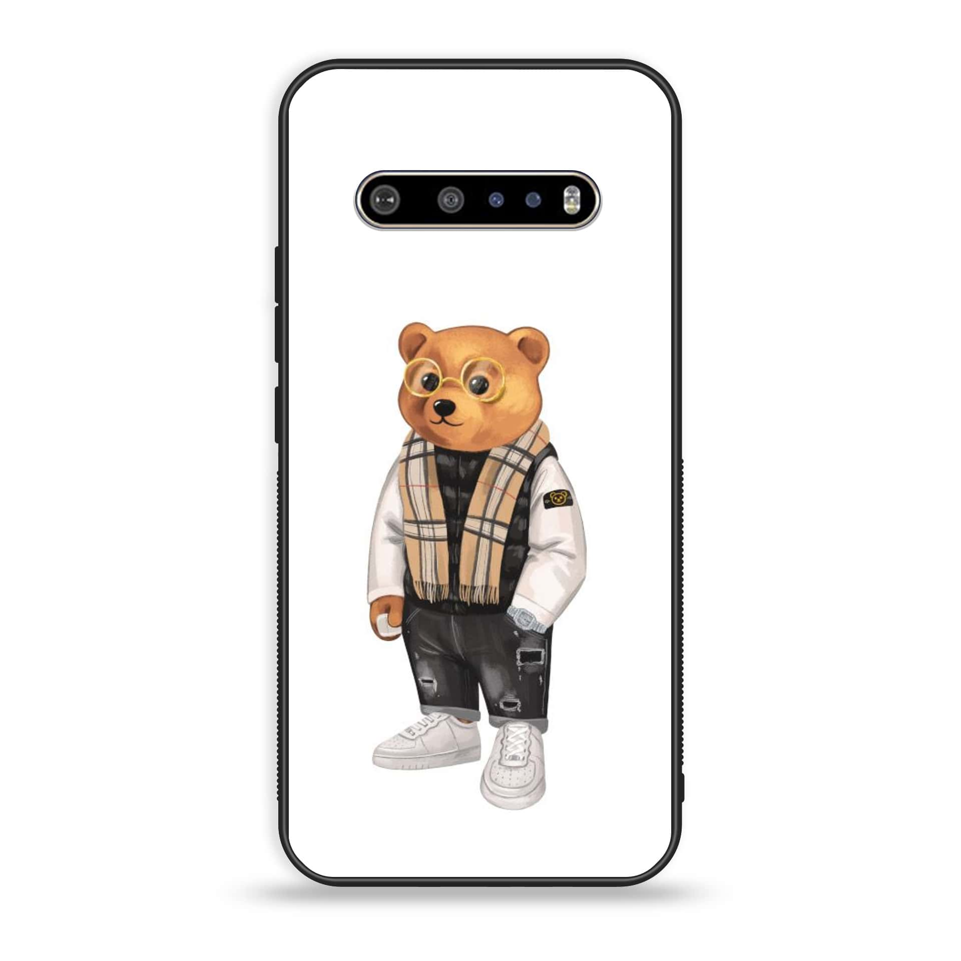 LG V60 Cool Bear Series Premium Printed Glass soft Bumper shock Proof Case