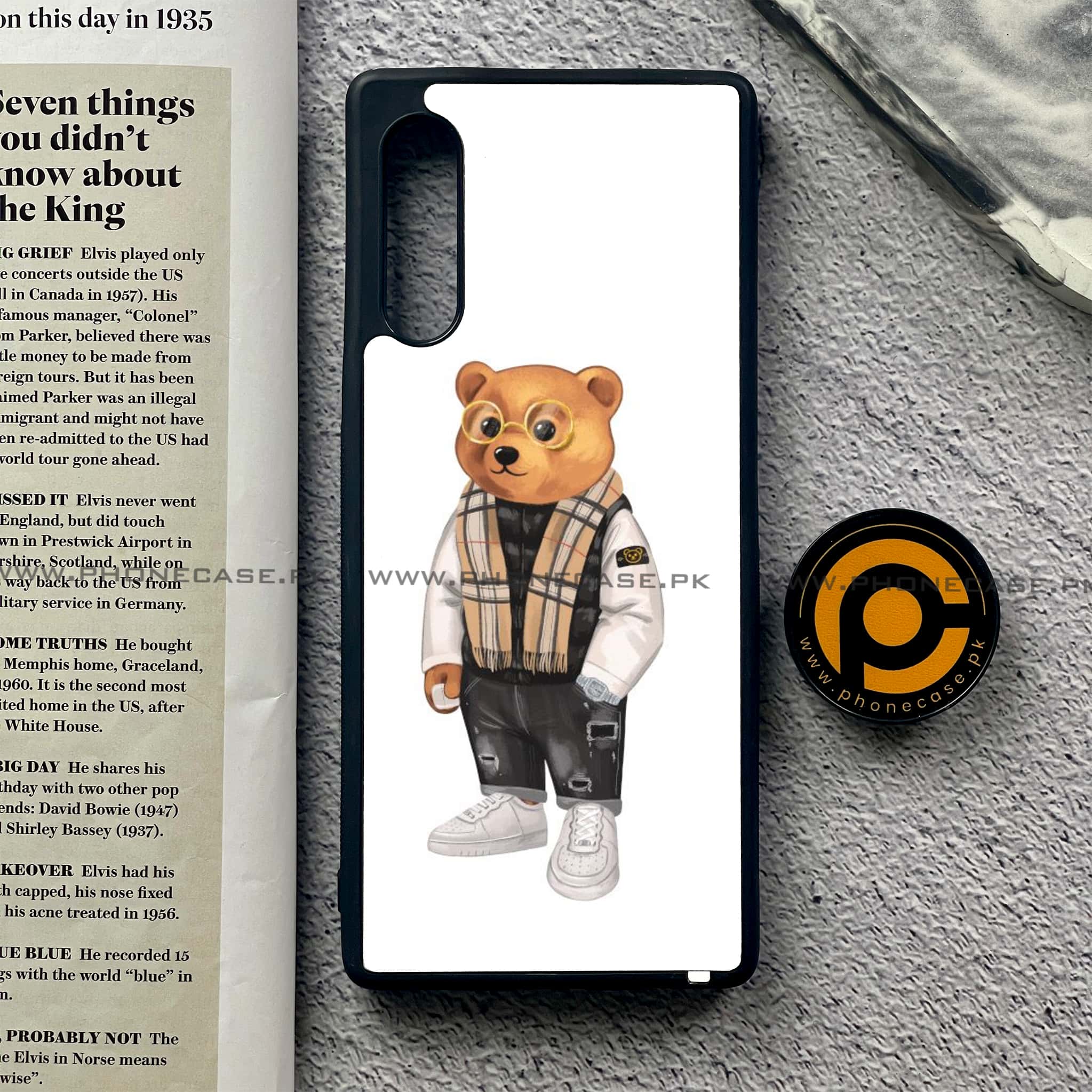 LG Velvet - Cool Bear Series - Premium Printed Glass soft Bumper shock Proof Case