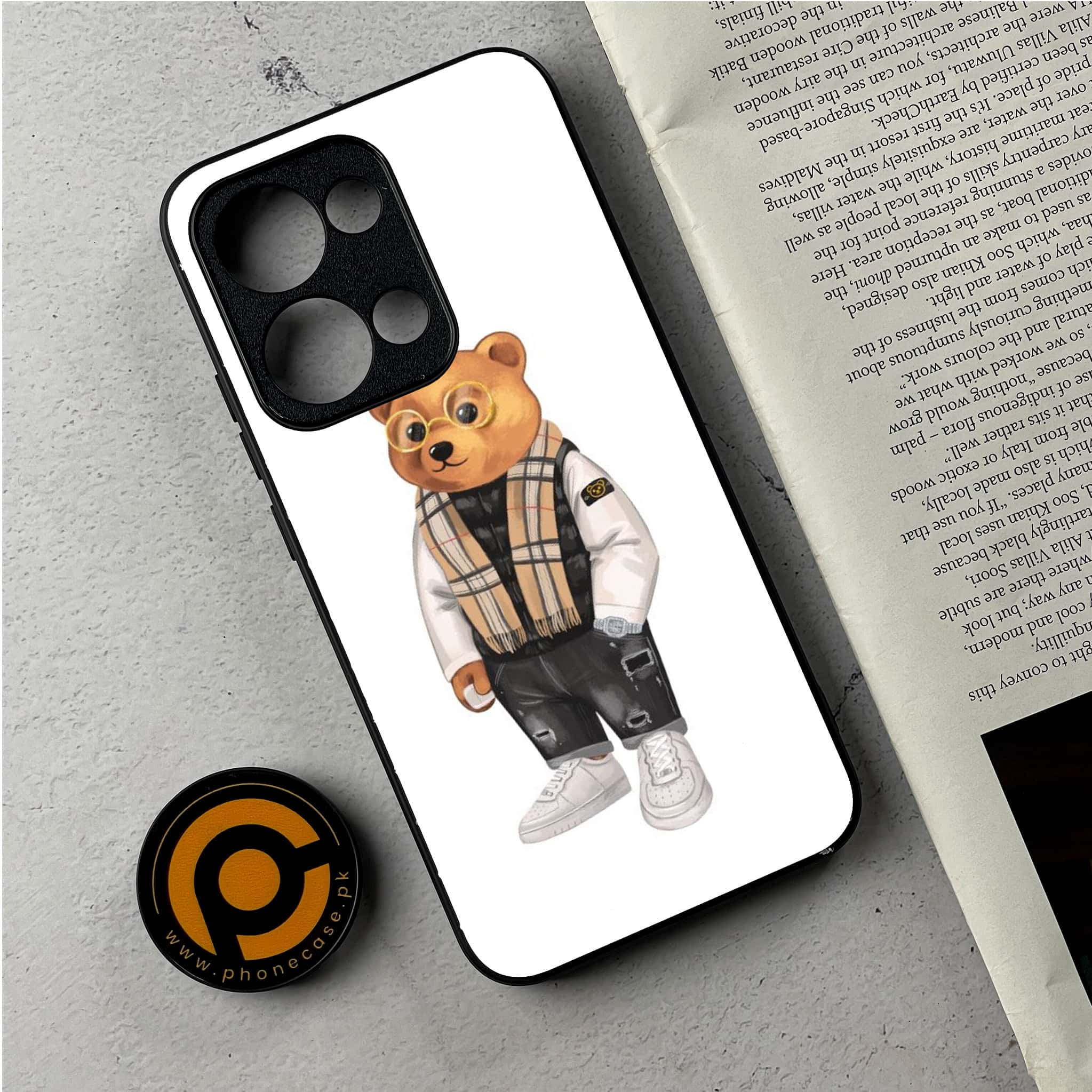 Oppo Reno 13 - Cool Bear Series - Premium Metal Printed Soft Bumper Shockproof Case