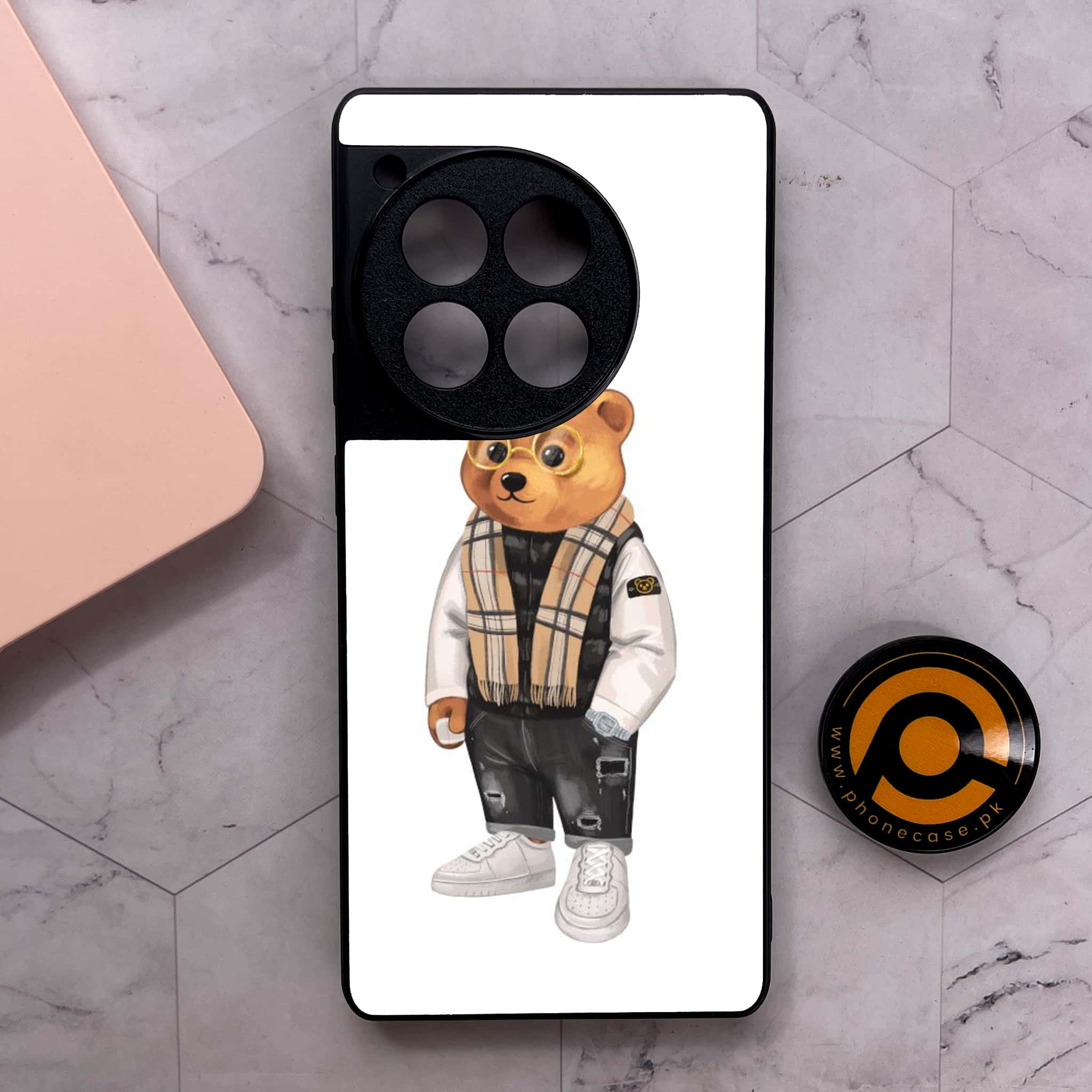 OnePlus 12R - Cool Bear Series - Premium Metal Printed soft Bumper shock Proof Case