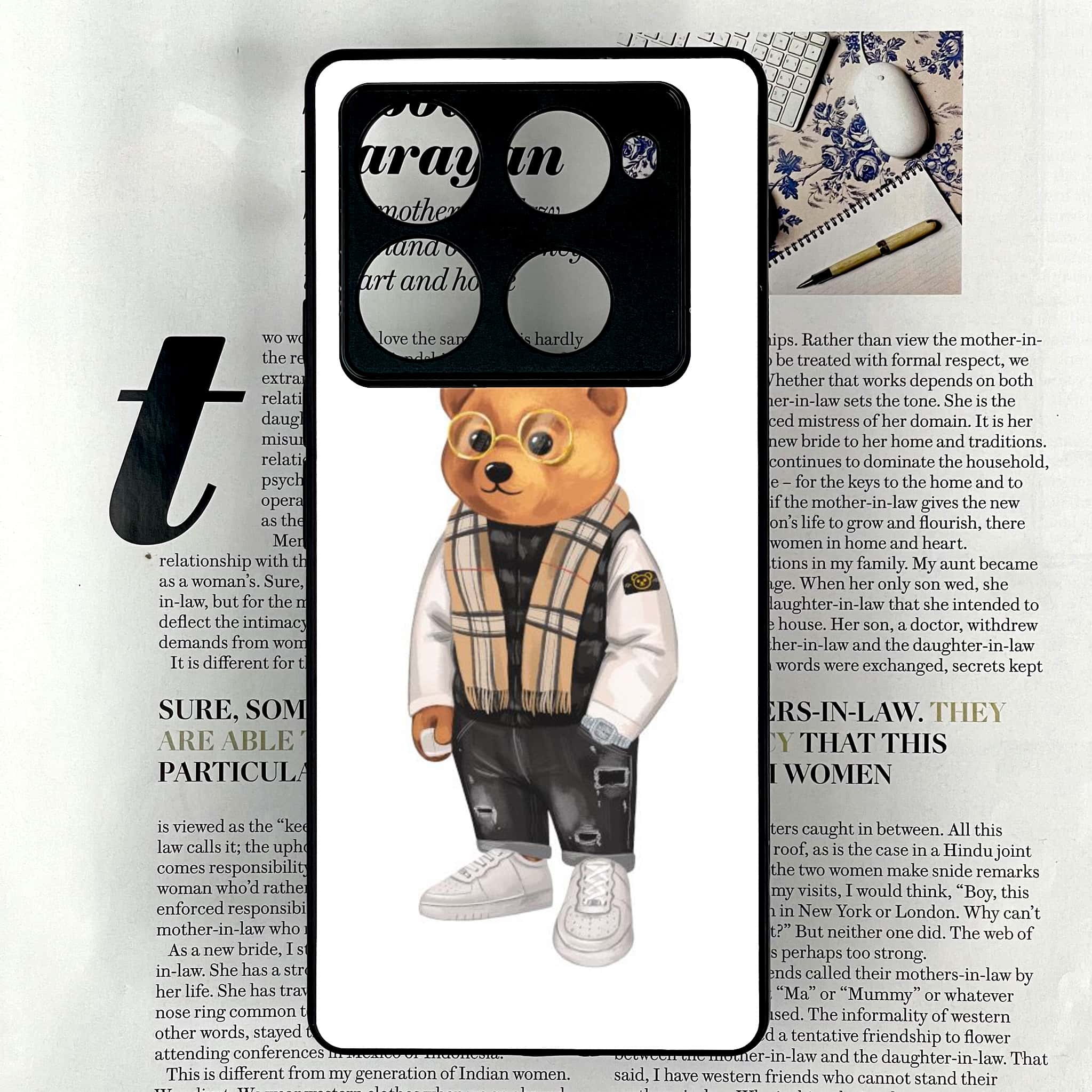 Infinix Note 40 Pro 4G - Cool Bear Series - Premium Printed Glass soft Bumper shock Proof Case