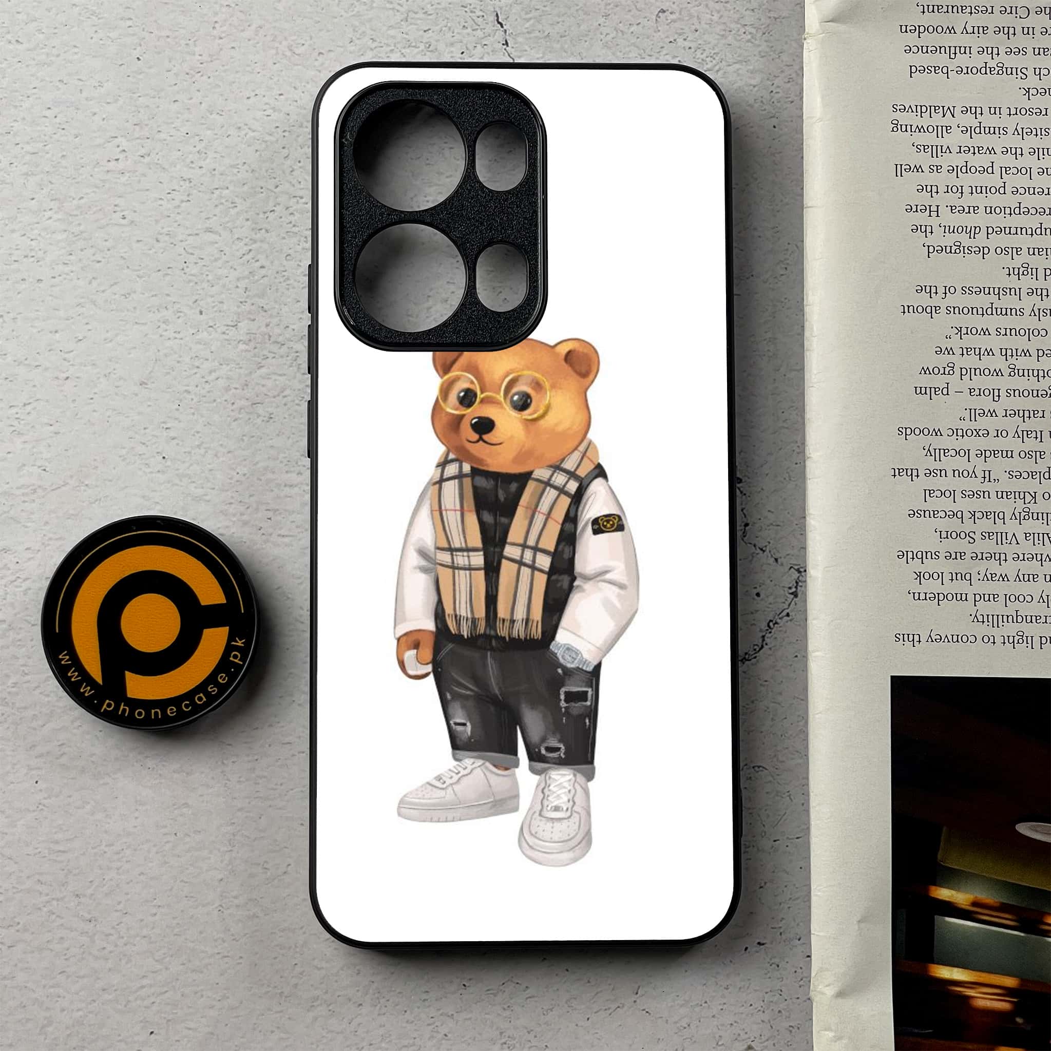 Oppo Reno 13 Pro - Cool Bear Series - Premium Metal Printed Soft Bumper Shockproof Case