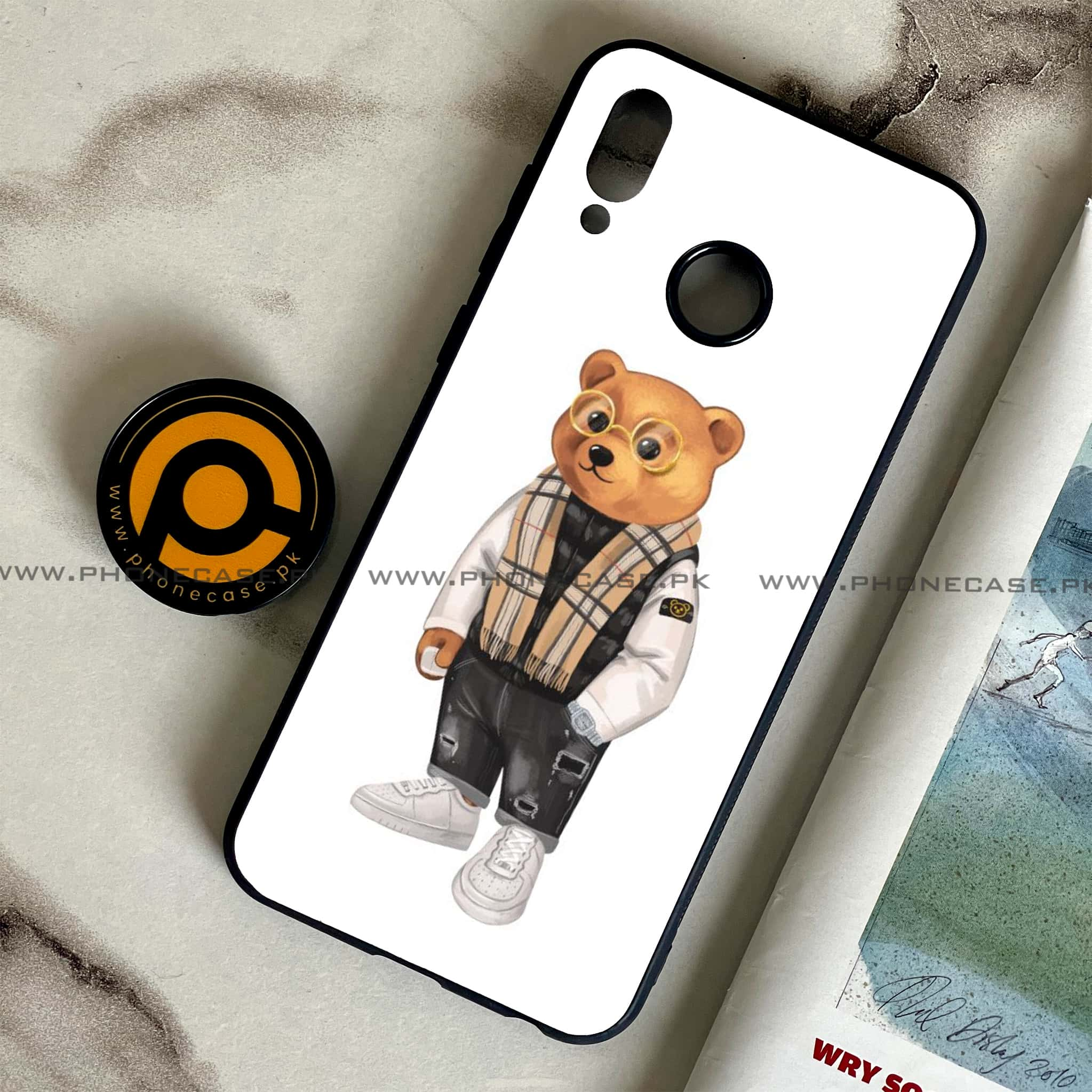 Huawei Honor Play - Cool Bear Series - Premium Printed Glass soft Bumper shock Proof Case