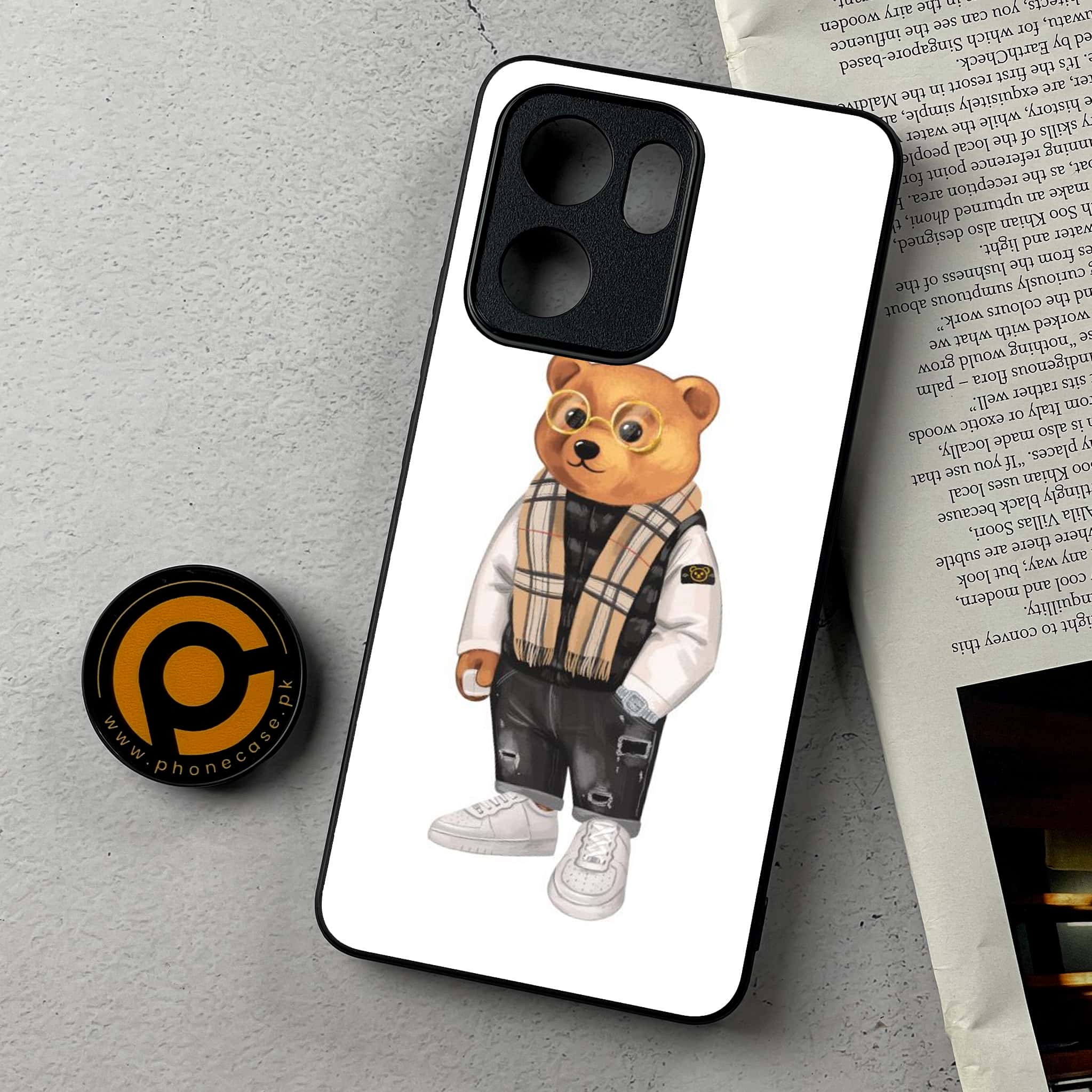 Oppo Reno 14F - Cool Bear Series - Premium Metal Printed Soft Bumper Shockproof Case
