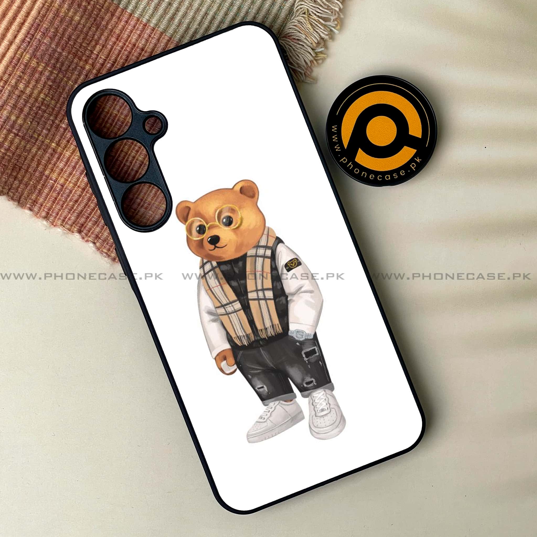 Galaxy A55 5G - Cool Bear Series -  Premium Metal Printed soft Bumper shock Proof Case