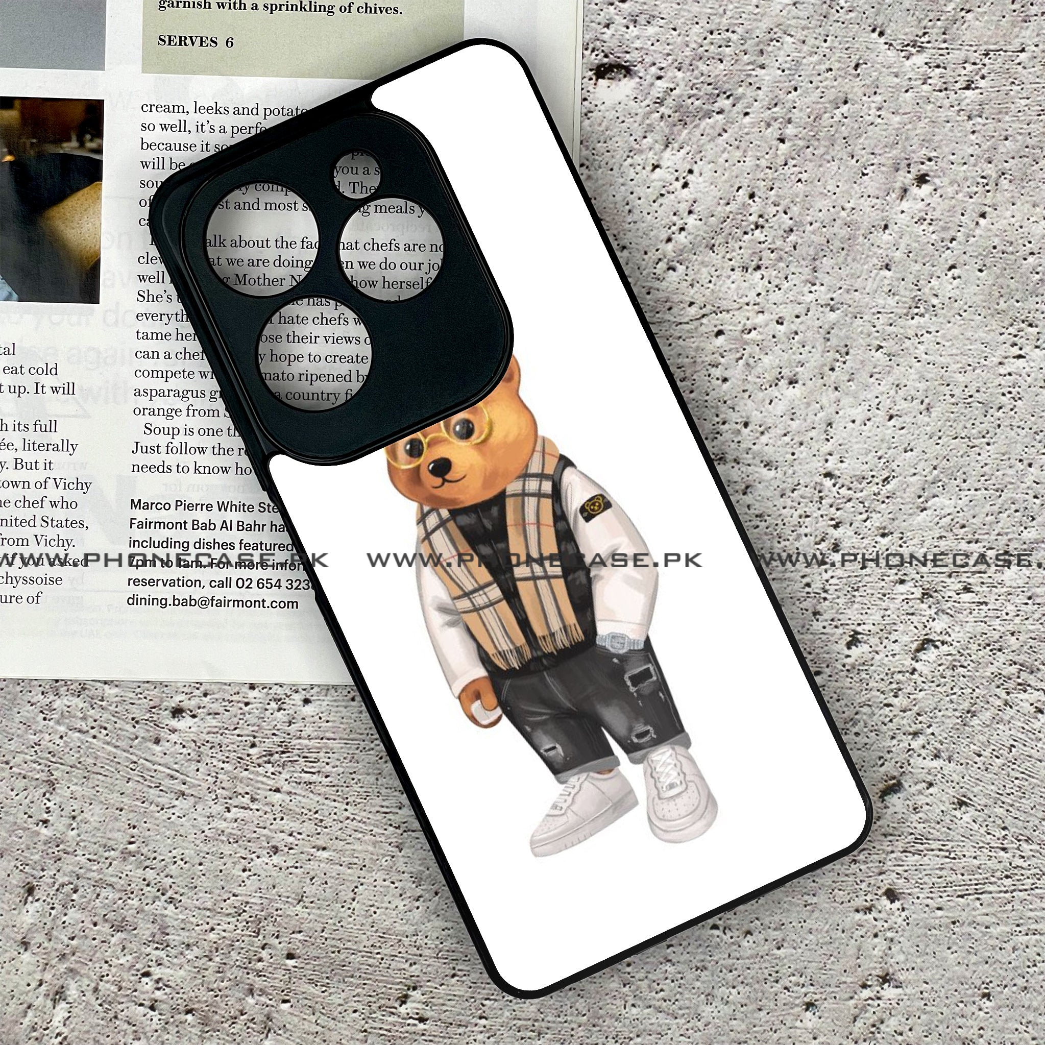 Tecno Spark 20 Pro - Cool Bear Series - Premium Printed Glass soft Bumper shock Proof Case