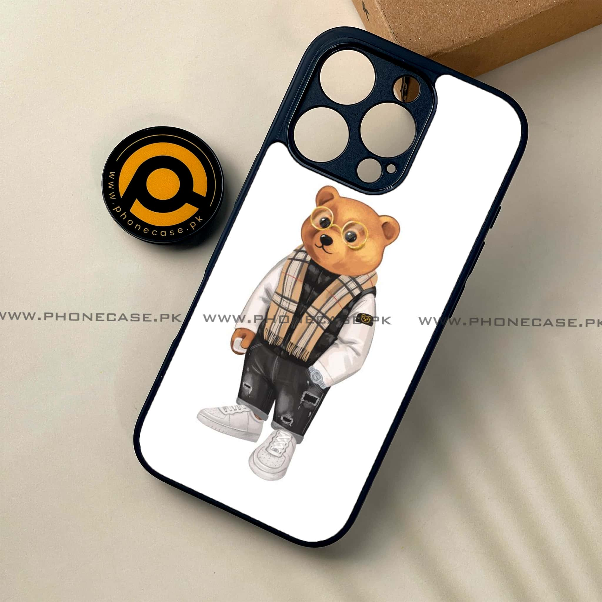 iPhone 16 Pro - Cool Bear Series - Premium Printed Glass soft Bumper shock Proof Case