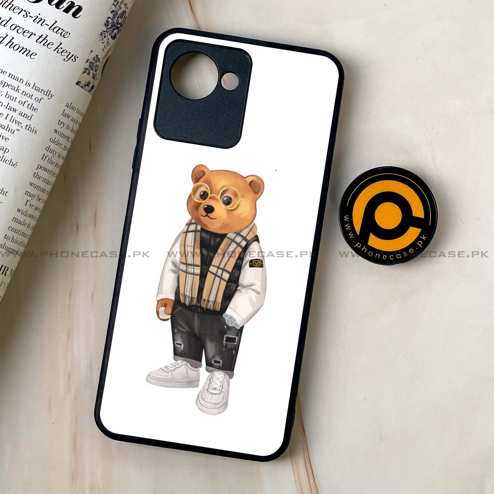 Realme C30 - Cool Bear Series - Premium Printed Glass soft Bumper shock Proof Case