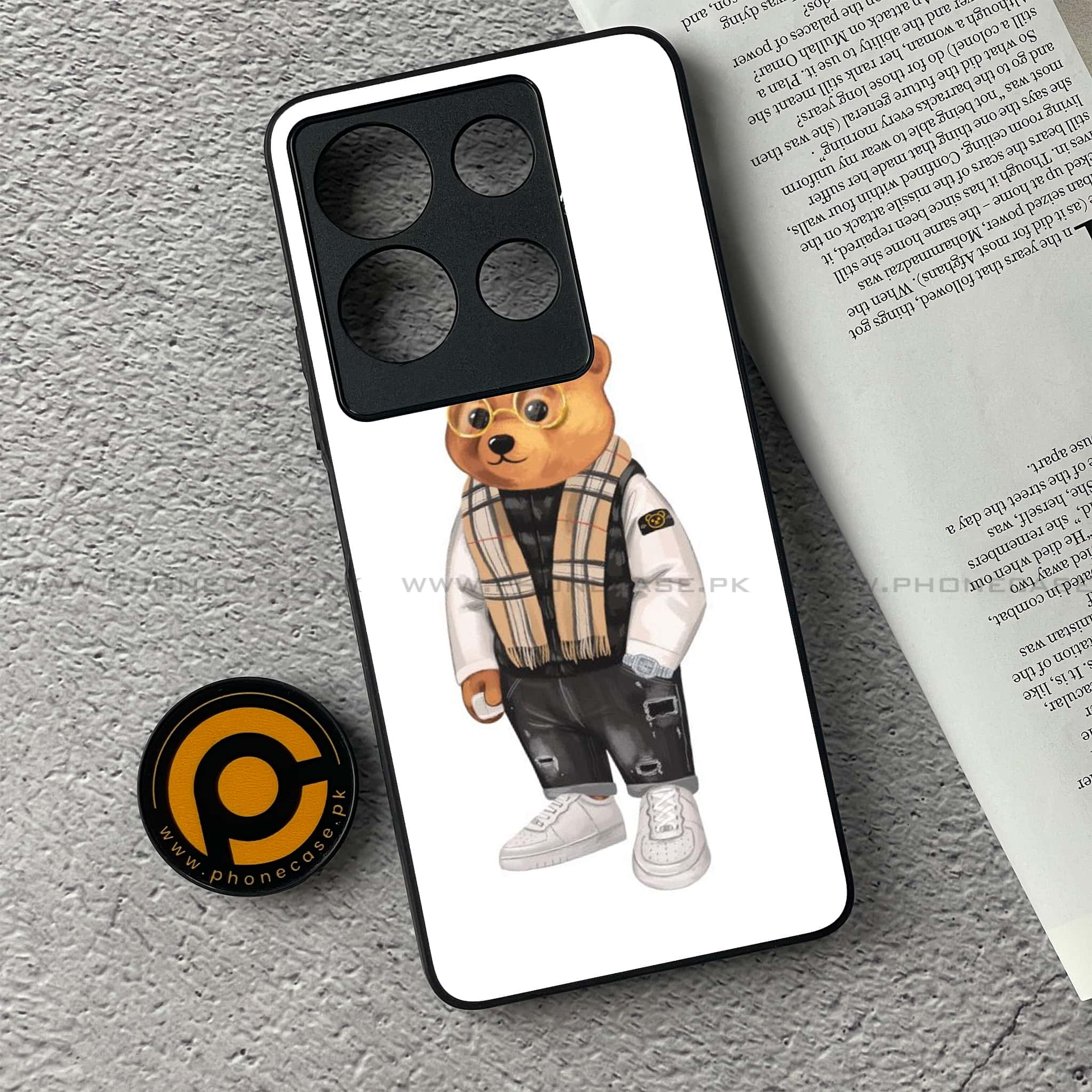Infinix Note 30 - Cool Bear Series - Premium Printed Glass soft Bumper shock Proof Case