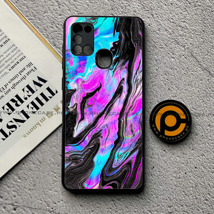 Samsung Galaxy A21s - Cosmic Inferno - Premium Printed Glass soft Bumper Shock Proof Case