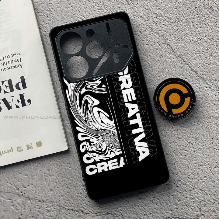 Tecno Pova 6 - Creative - Premium Printed Glass soft Bumper Shock Proof Case
