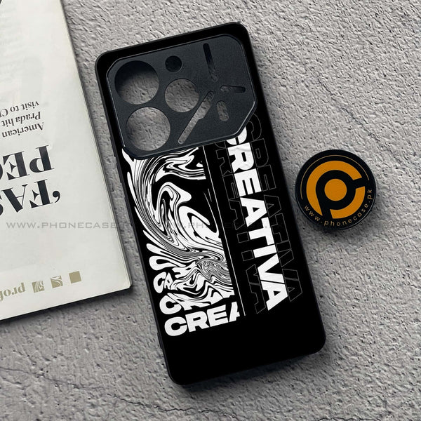 Tecno Pova 6 Pro - Creative - Premium Printed Glass soft Bumper Shock Proof Case