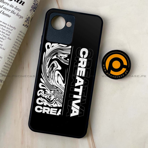 Realme C30 - Creative - Premium Printed Glass soft Bumper Shock Proof Case