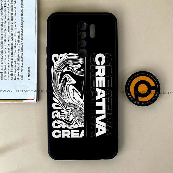 Xiaomi Redmi 9 - Creative - Premium Printed Glass soft Bumper Shock Proof Case