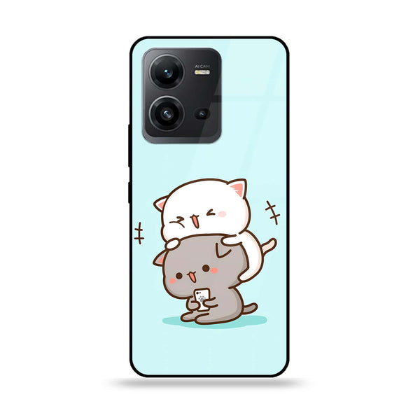 Vivo V25 5G - Cute BuBu DuDu Design 1- Premium Printed Glass soft Bumper shock Proof Case CS-45419