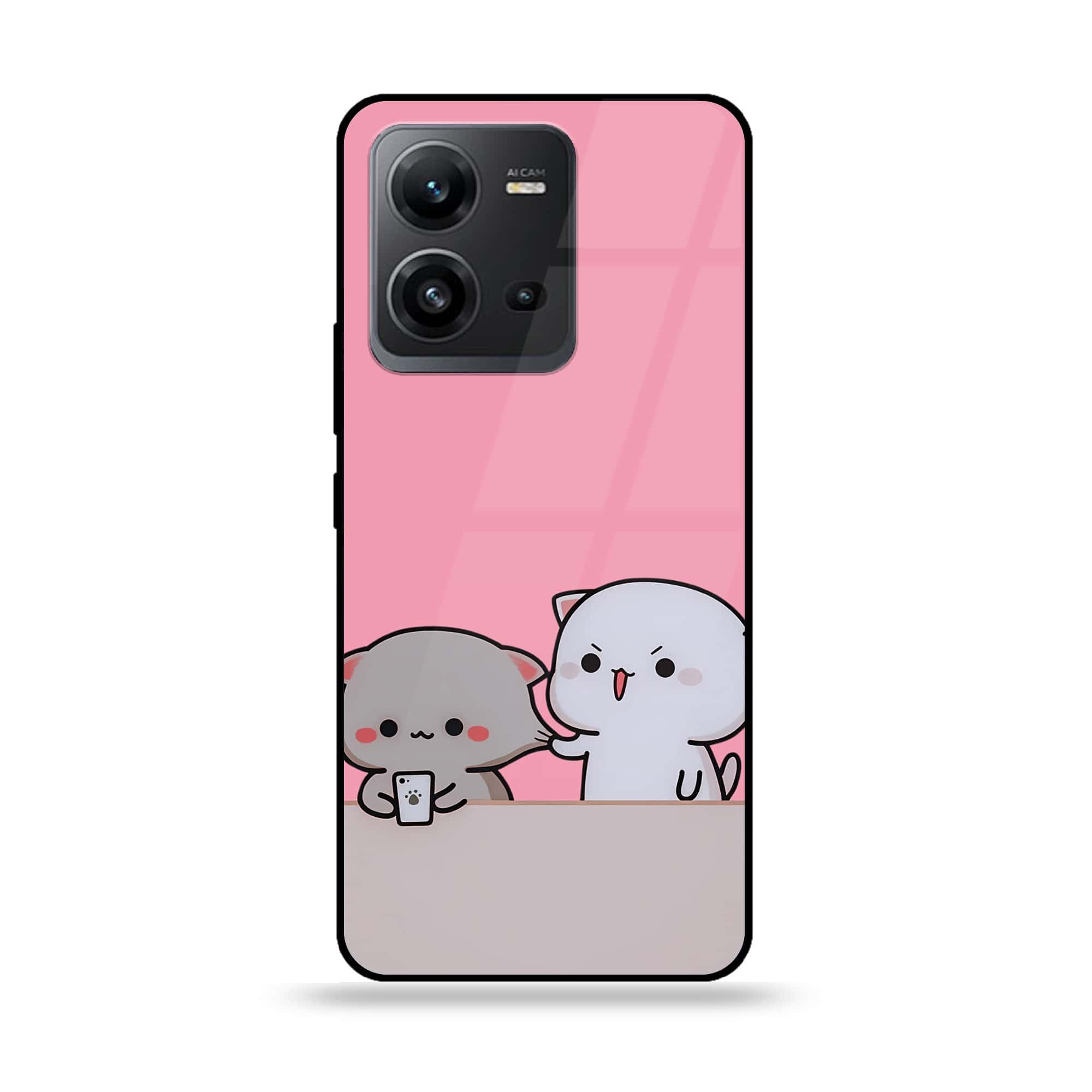 Vivo V25e  - Cute BuBu DuDu Series - Premium Printed Glass soft Bumper shock Proof Case