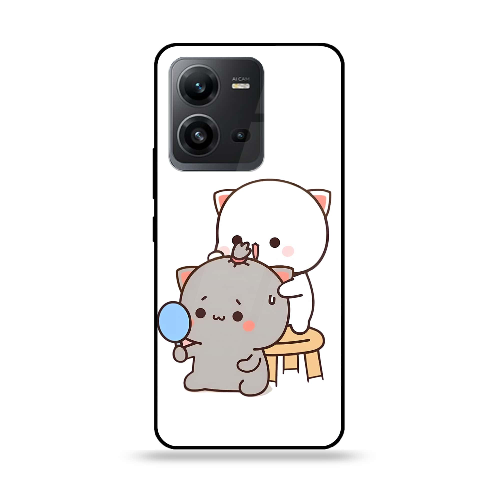 Vivo V25e  - Cute BuBu DuDu Series - Premium Printed Glass soft Bumper shock Proof Case