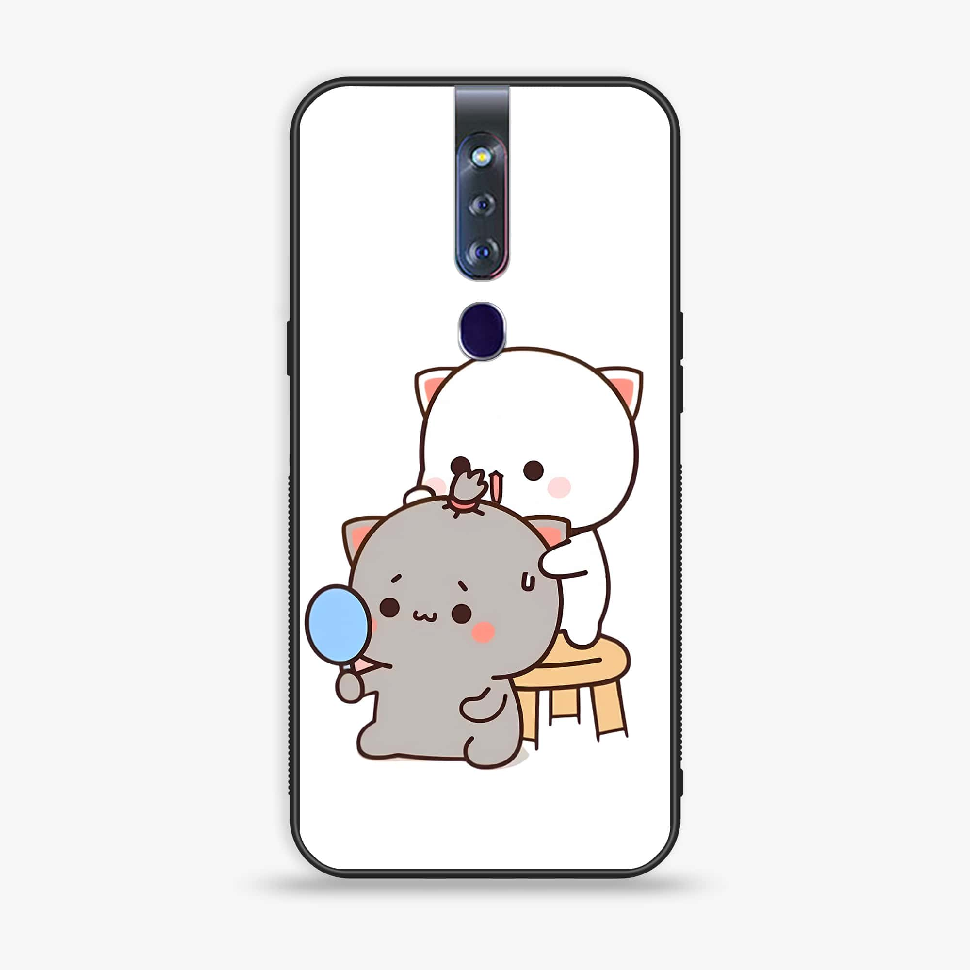 Oppo F11 Pro Cute BuBu DuDu Series Premium Printed Glass soft Bumper shock Proof Case