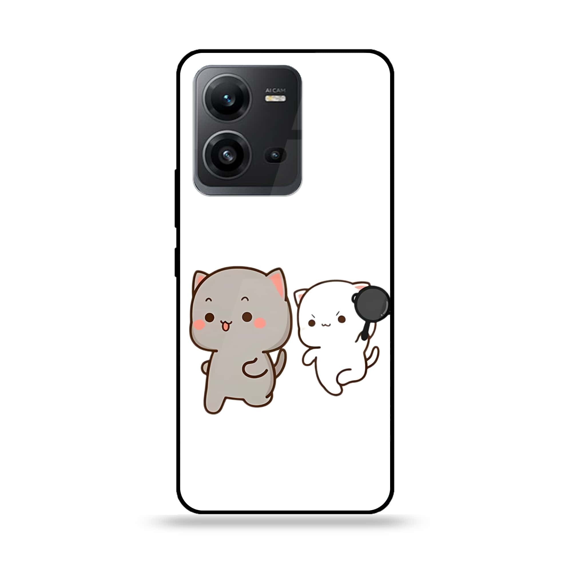 Vivo V25e  - Cute BuBu DuDu Series - Premium Printed Glass soft Bumper shock Proof Case