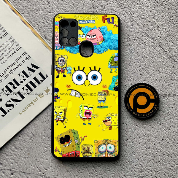 Samsung Galaxy A21s - Cute Emoji - Premium Printed Glass soft Bumper Shock Proof Case