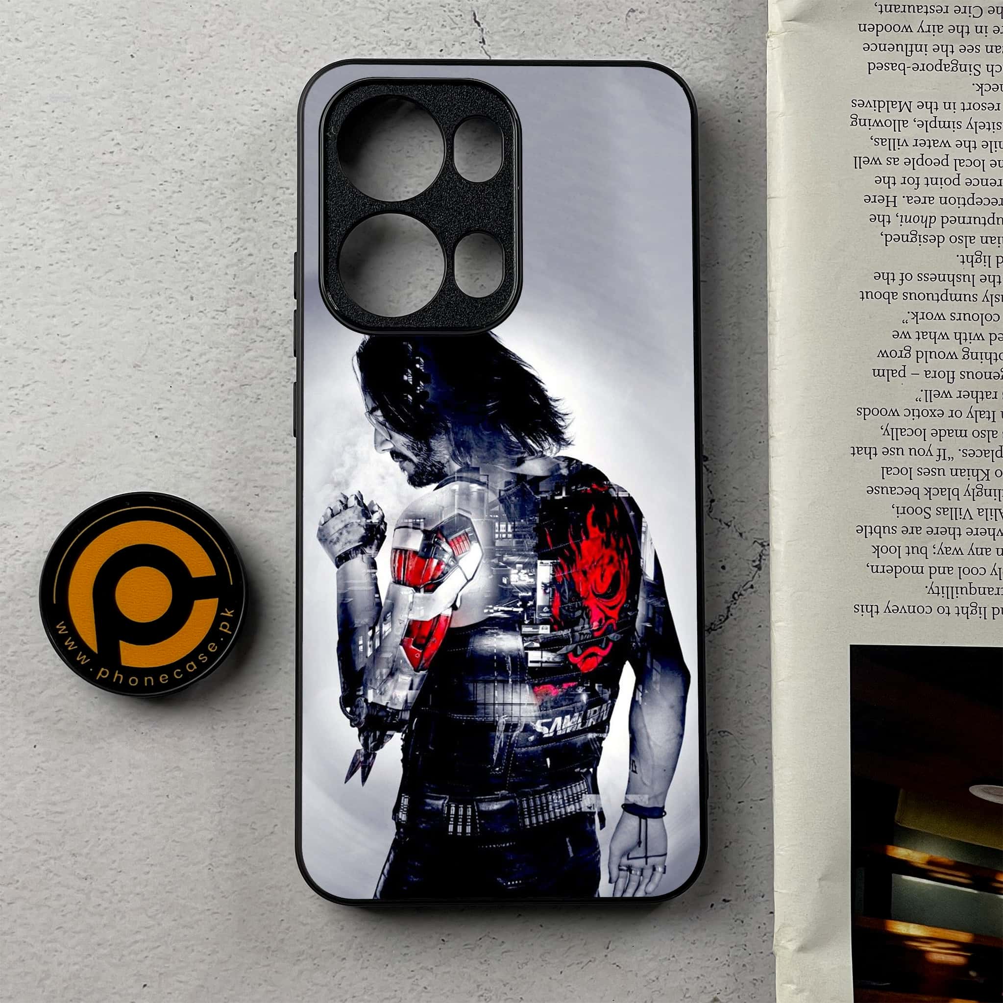 Oppo Reno 13 Pro - Cybernetic Warrior Series - Premium Metal Printed Soft Bumper Shockproof Case