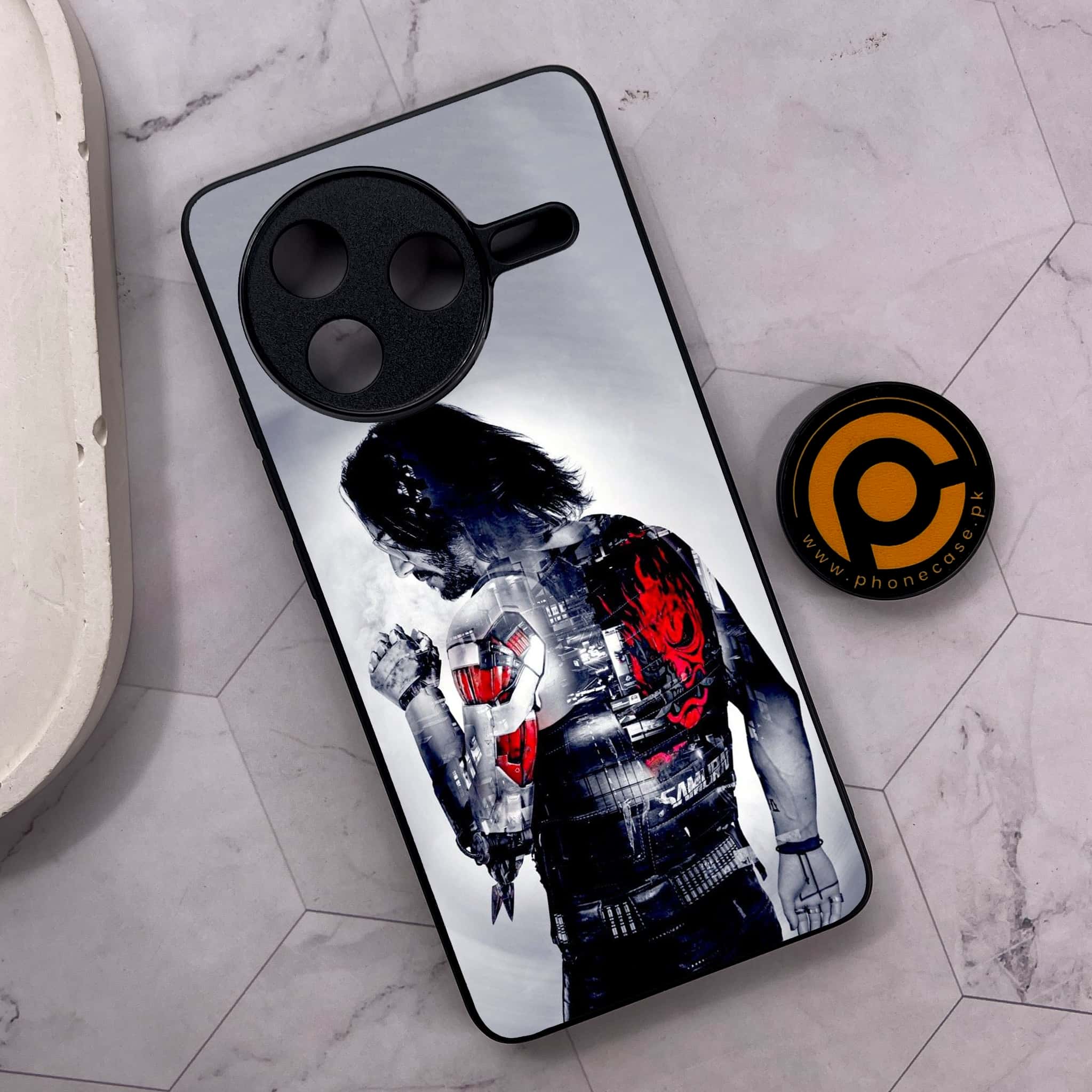 Xiaomi Poco F7 Pro 5G - Cybernetic Warrior Series - Premium Metal Printed soft Bumper shock Proof Case