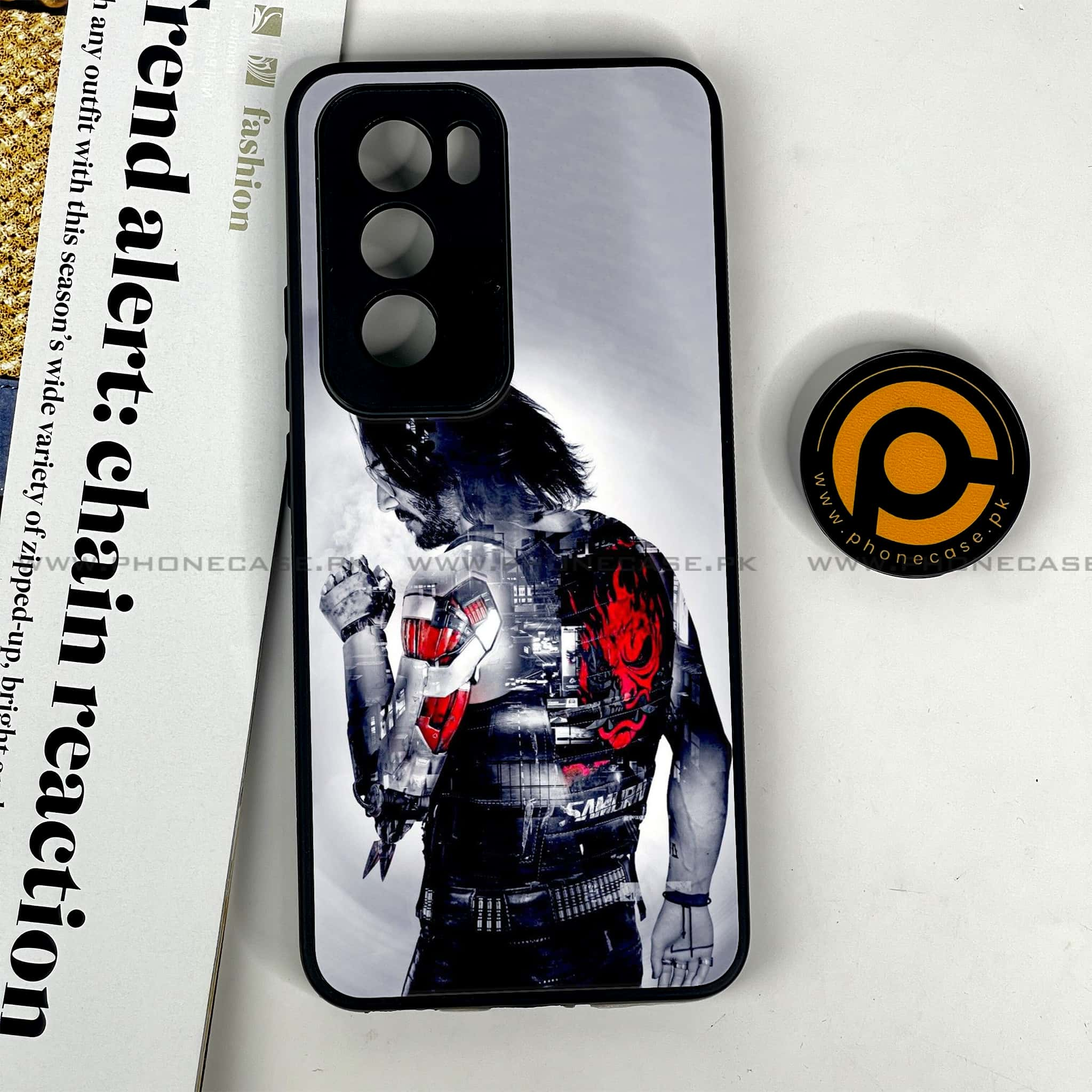 Oppo Reno 12 5G - Cybernetic Warrior Series - Premium Printed Glass soft Bumper shock Proof Case