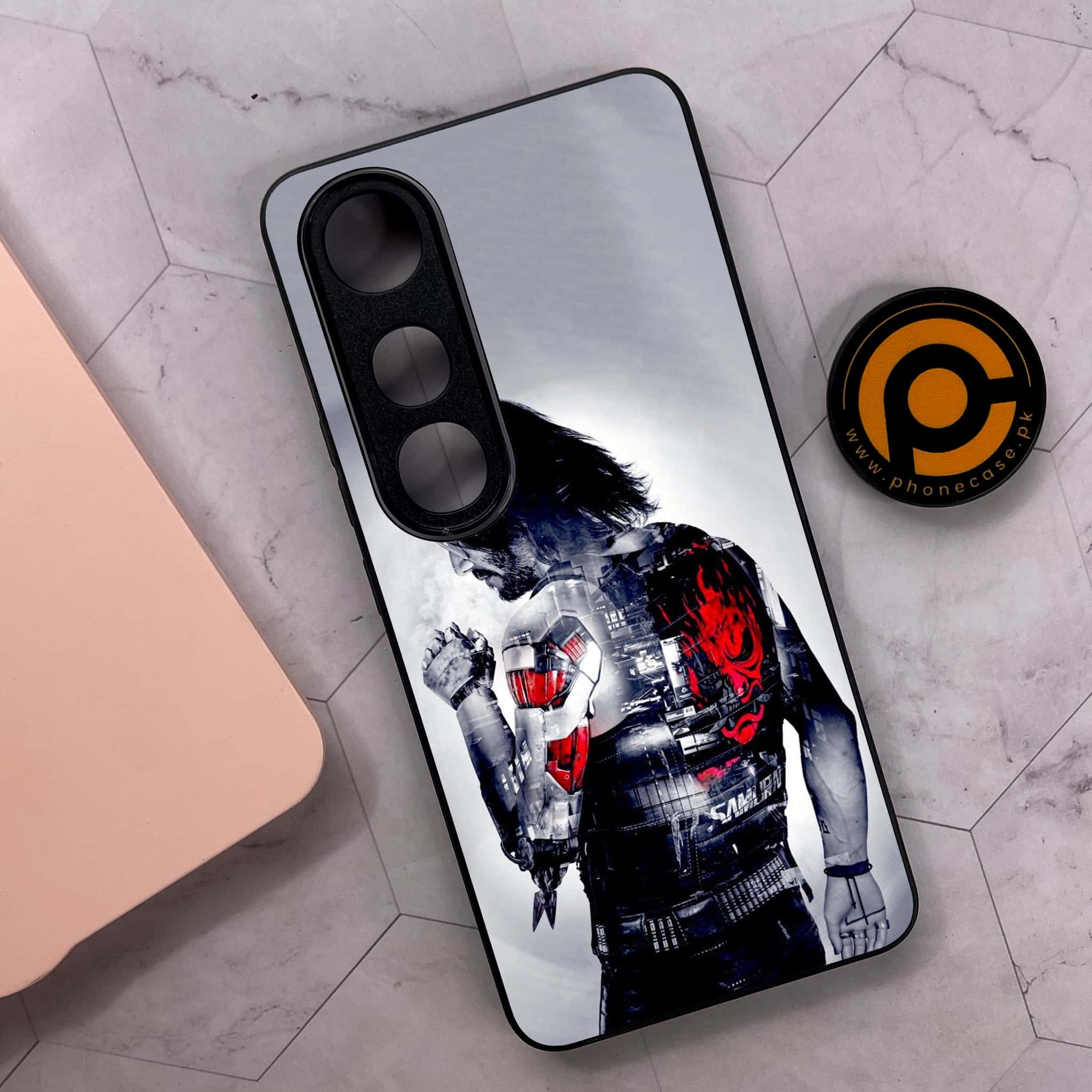 Vivo V50 Lite - Cybernetic Warrior Series - Premium Metal Printed soft Bumper shock Proof Case