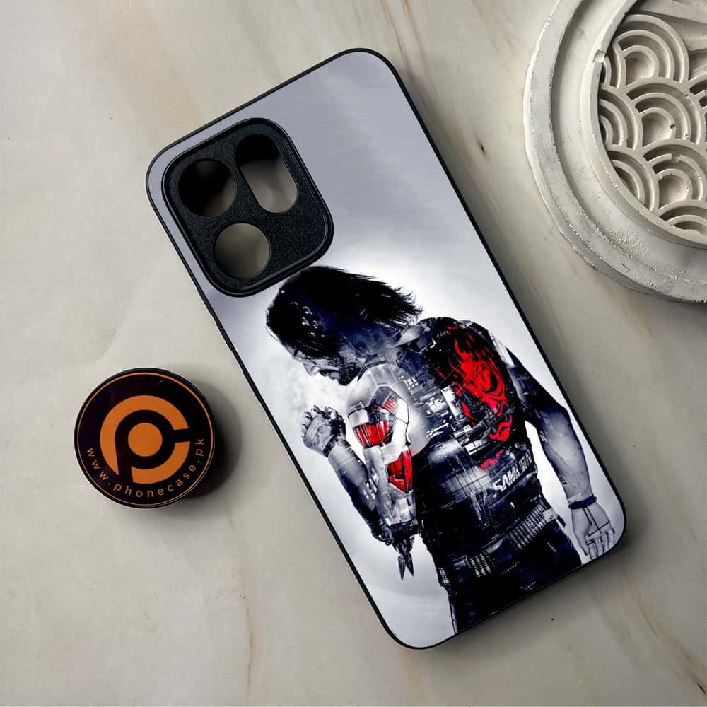 Oppo Reno 14F - Cybernetic Warrior Series - Premium Metal Printed Soft Bumper Shockproof Case