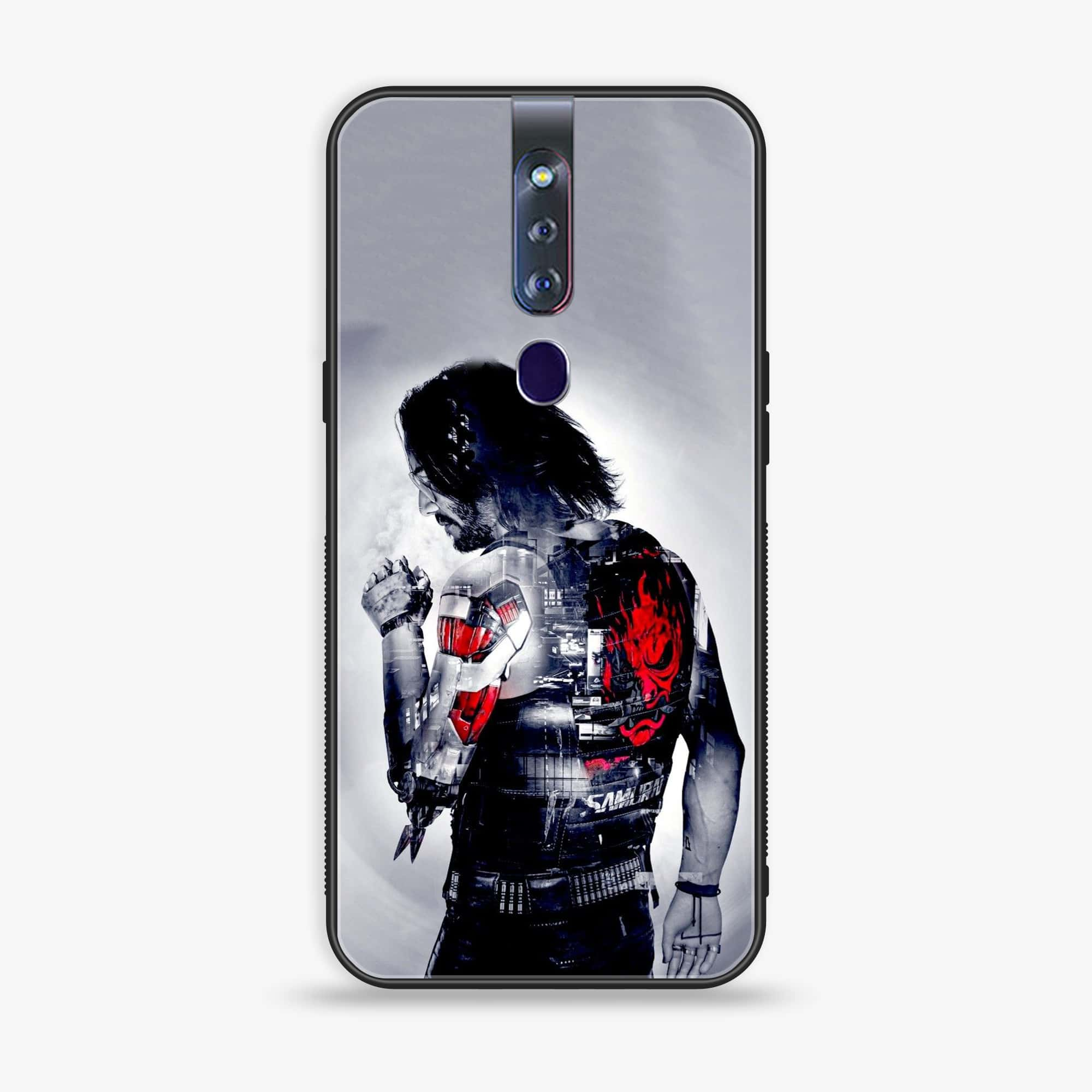 Oppo F11 Pro Cybernetic Warrior Series Premium Printed Glass soft Bumper shock Proof Case