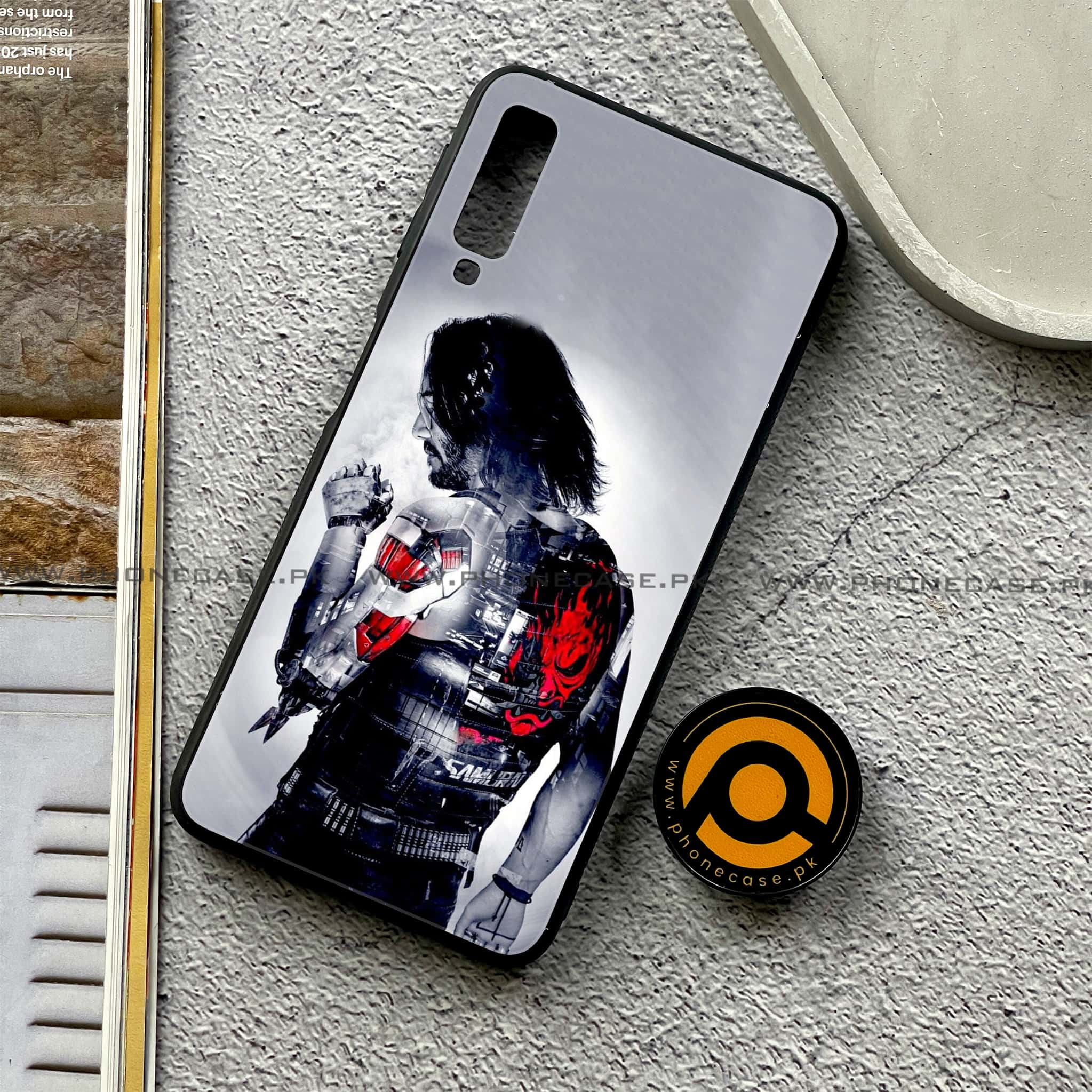 Galaxy A7 2018 - Cybernetic Warrior Series - Premium Printed Metal soft Bumper shock Proof Case