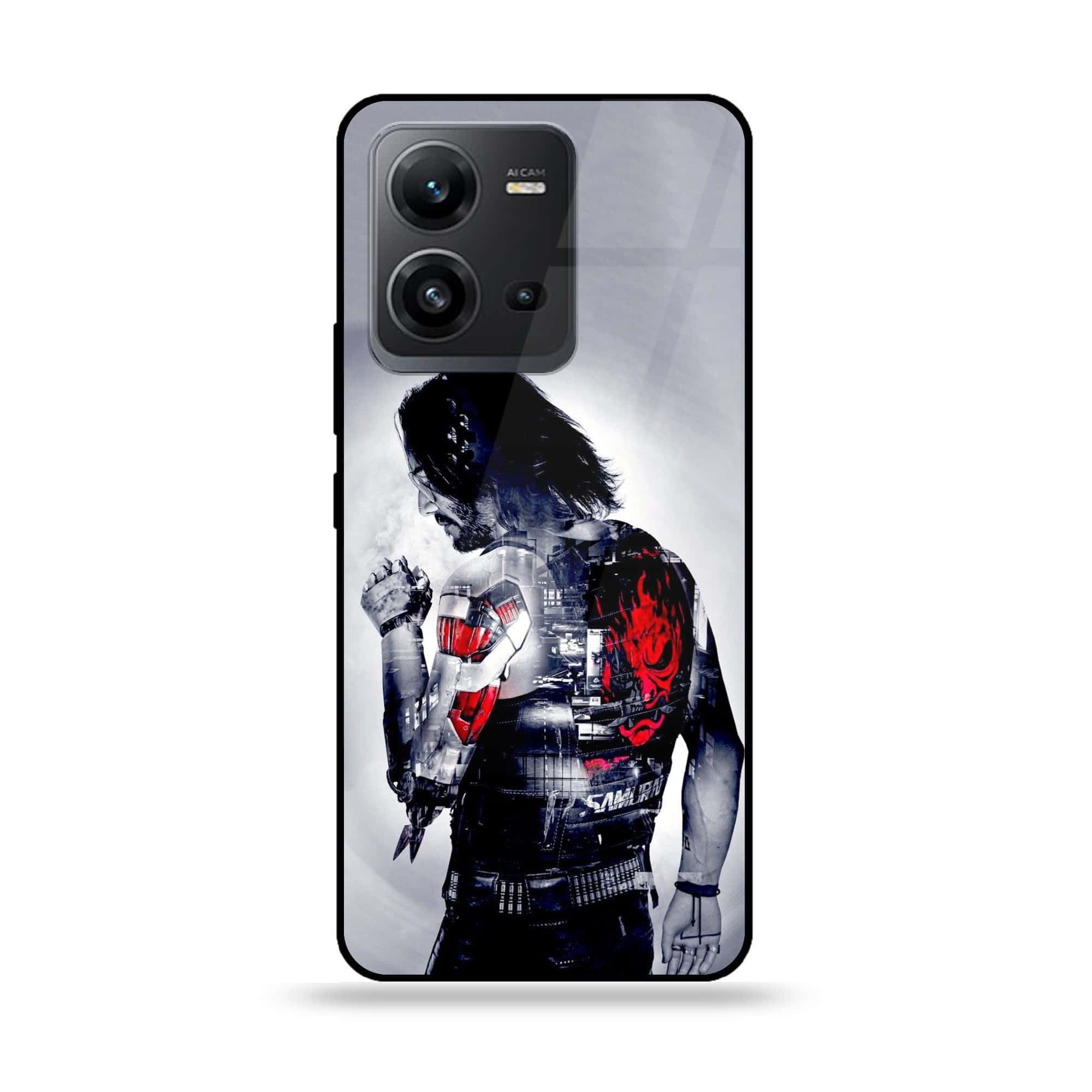 Vivo V25 5G - Cybernetic Warrior Series - Premium Printed Glass soft Bumper shock Proof Case