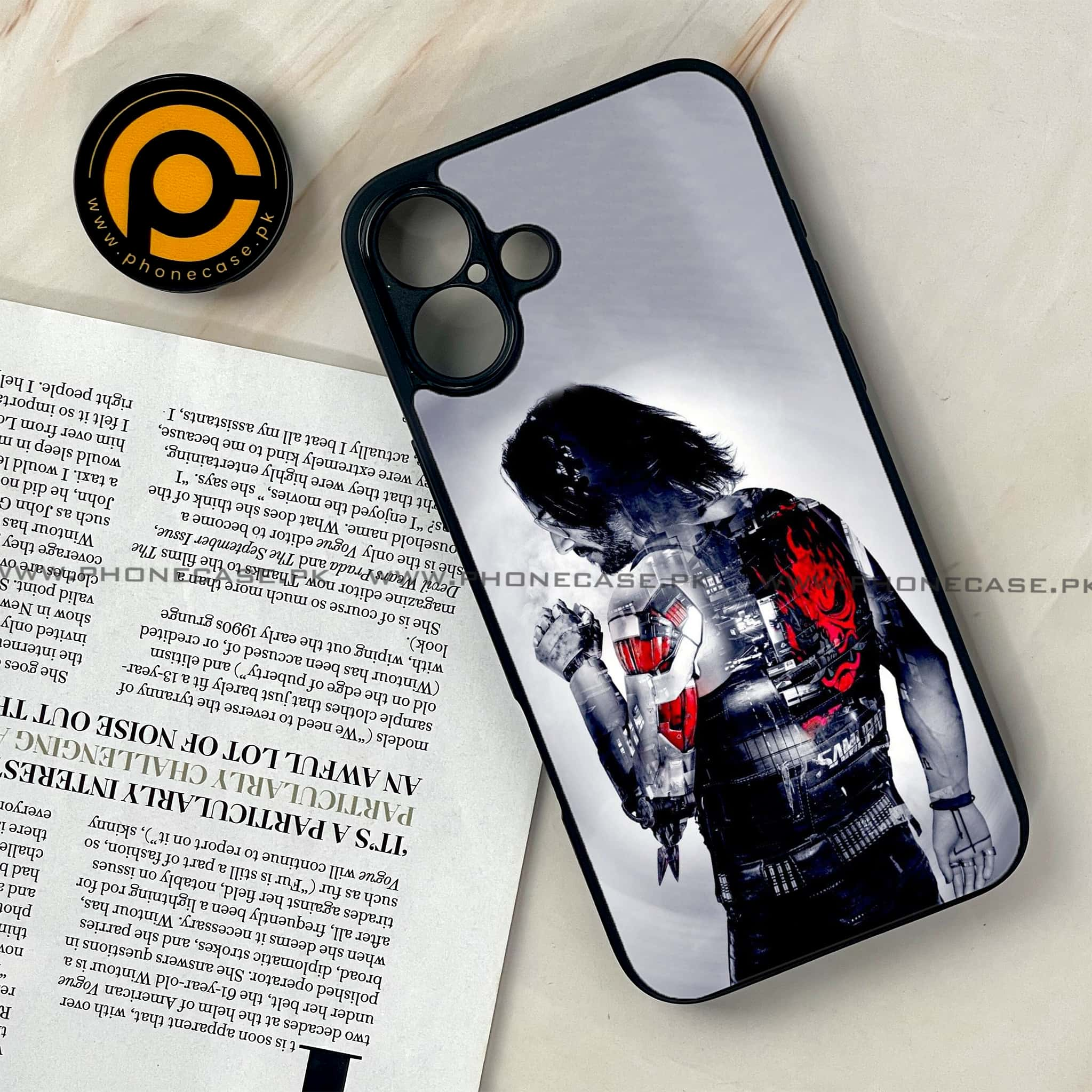 iPhone 16 Plus - Cybernetic Warrior Series - Premium Printed Glass soft Bumper shock Proof Case