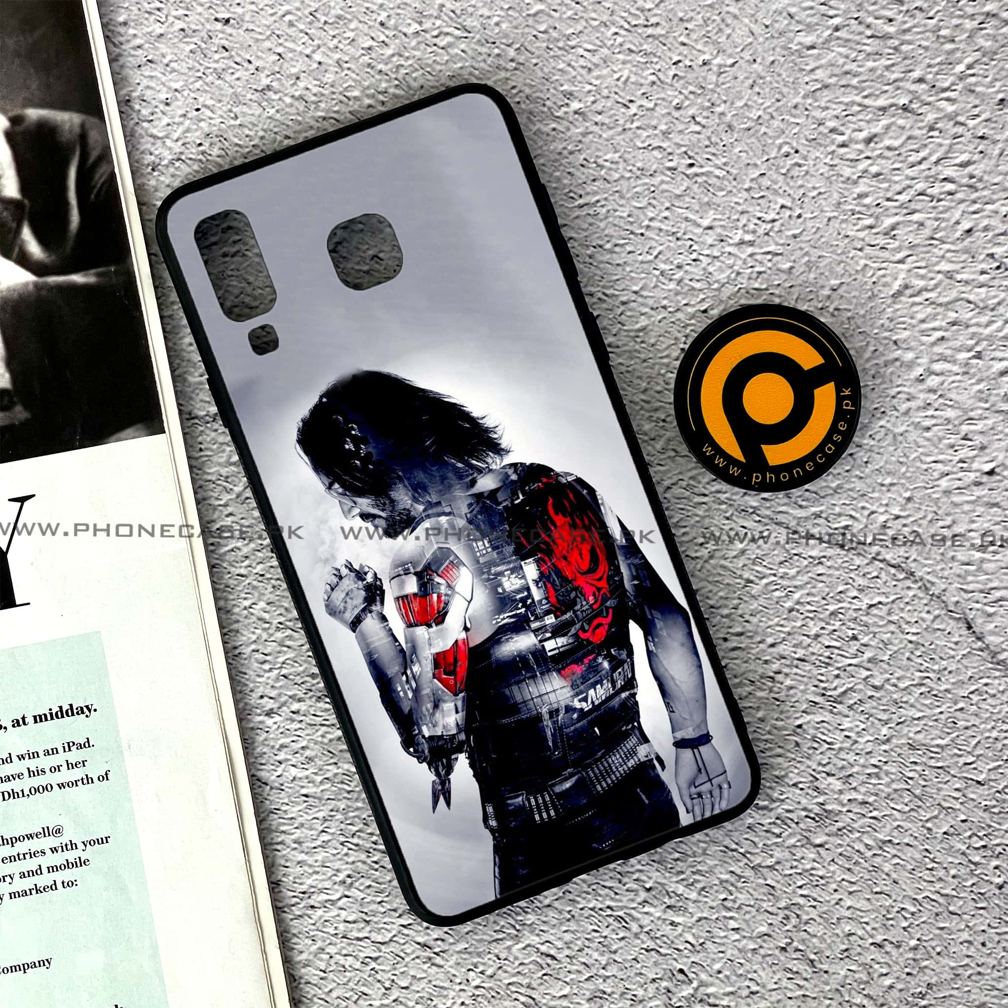 Samsung Galaxy A8 Star(A9 Star) - Cybernetic Warrior Series - Premium Printed Glass soft Bumper shock Proof Case