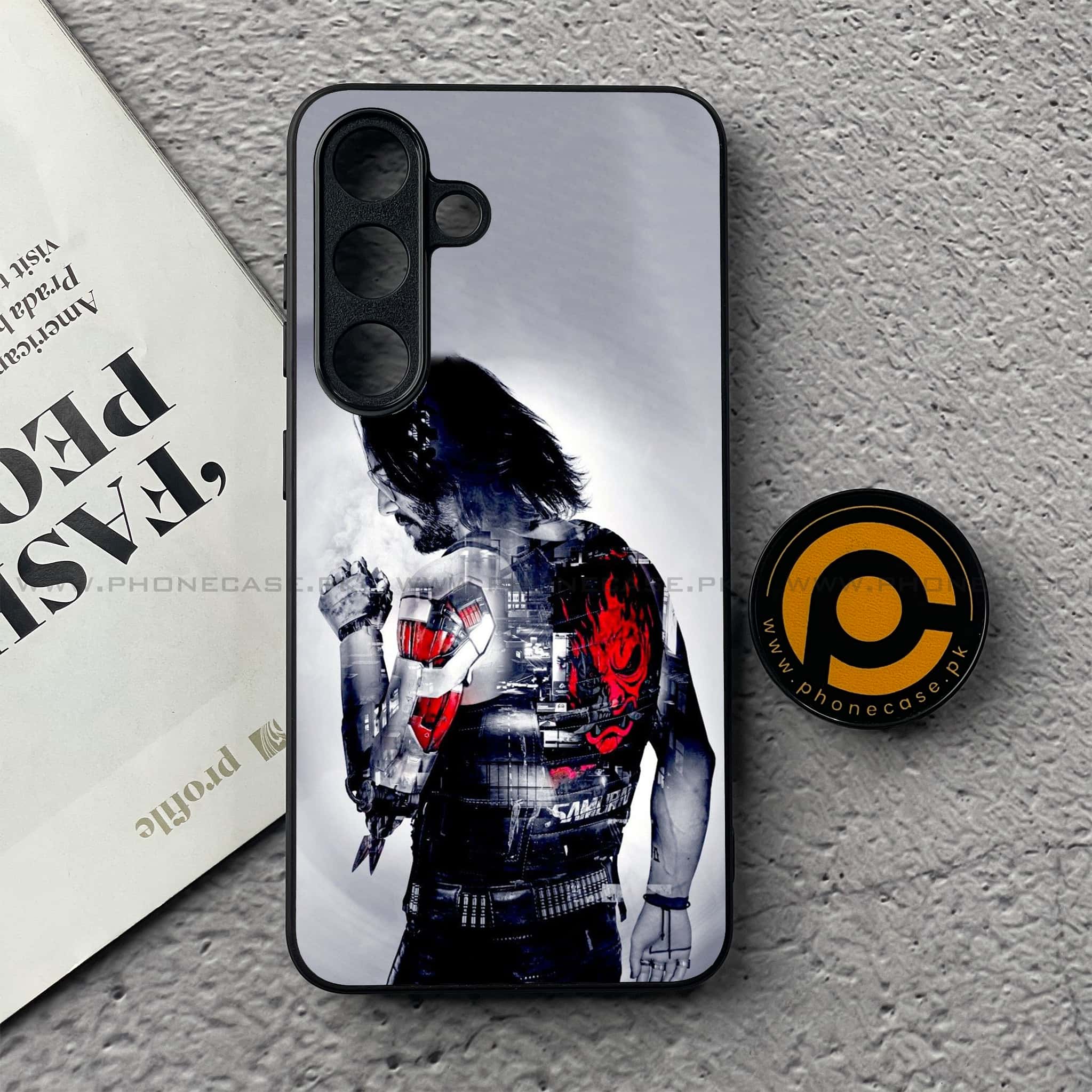 Samsung Galaxy S25 FE - Cybernetic Warrior Series - Premium Metal Printed soft Bumper shock Proof Case