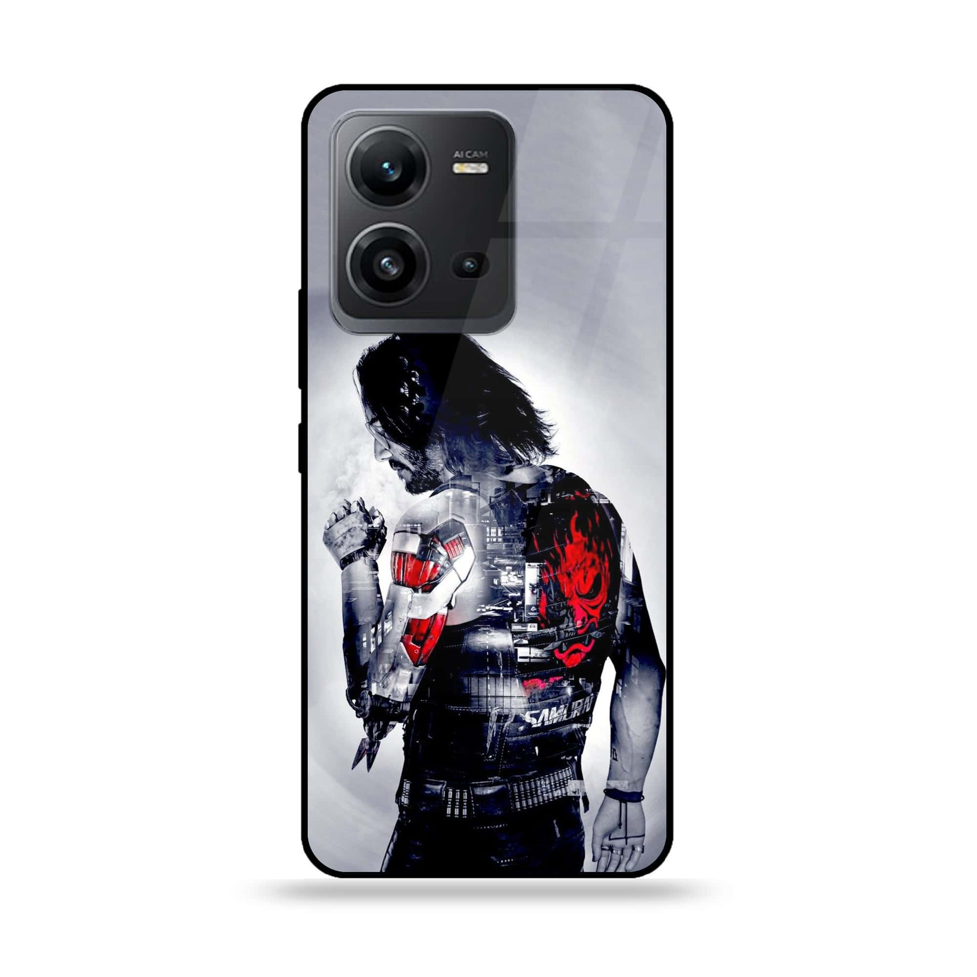 Vivo V25e  - Cybernetic Warrior Series - Premium Printed Glass soft Bumper shock Proof Case