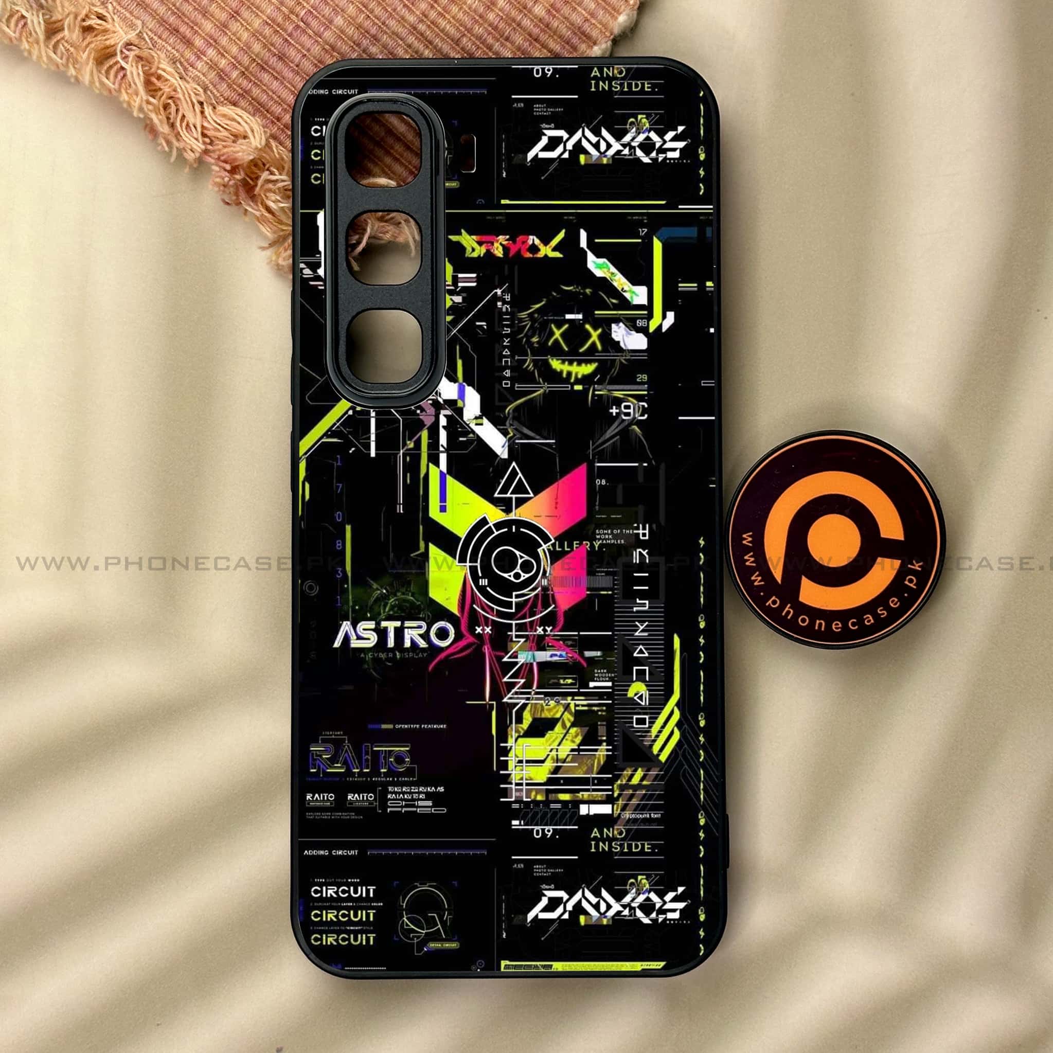 Infinix Hot 60 Pro - Cybernetic Warrior Series - Premium Metal Printed soft Bumper shock Proof Case