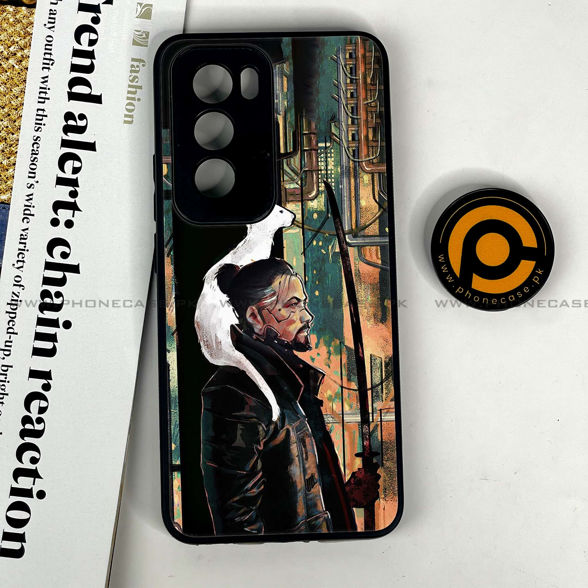 Oppo Reno 12 5G - Cybernetic Warrior Series - Premium Printed Glass soft Bumper shock Proof Case