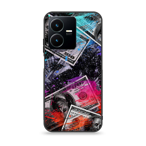 Vivo Y22 Dollar Design 4 Premium Printed Glass soft Bumper shock Proof Case CS-16530