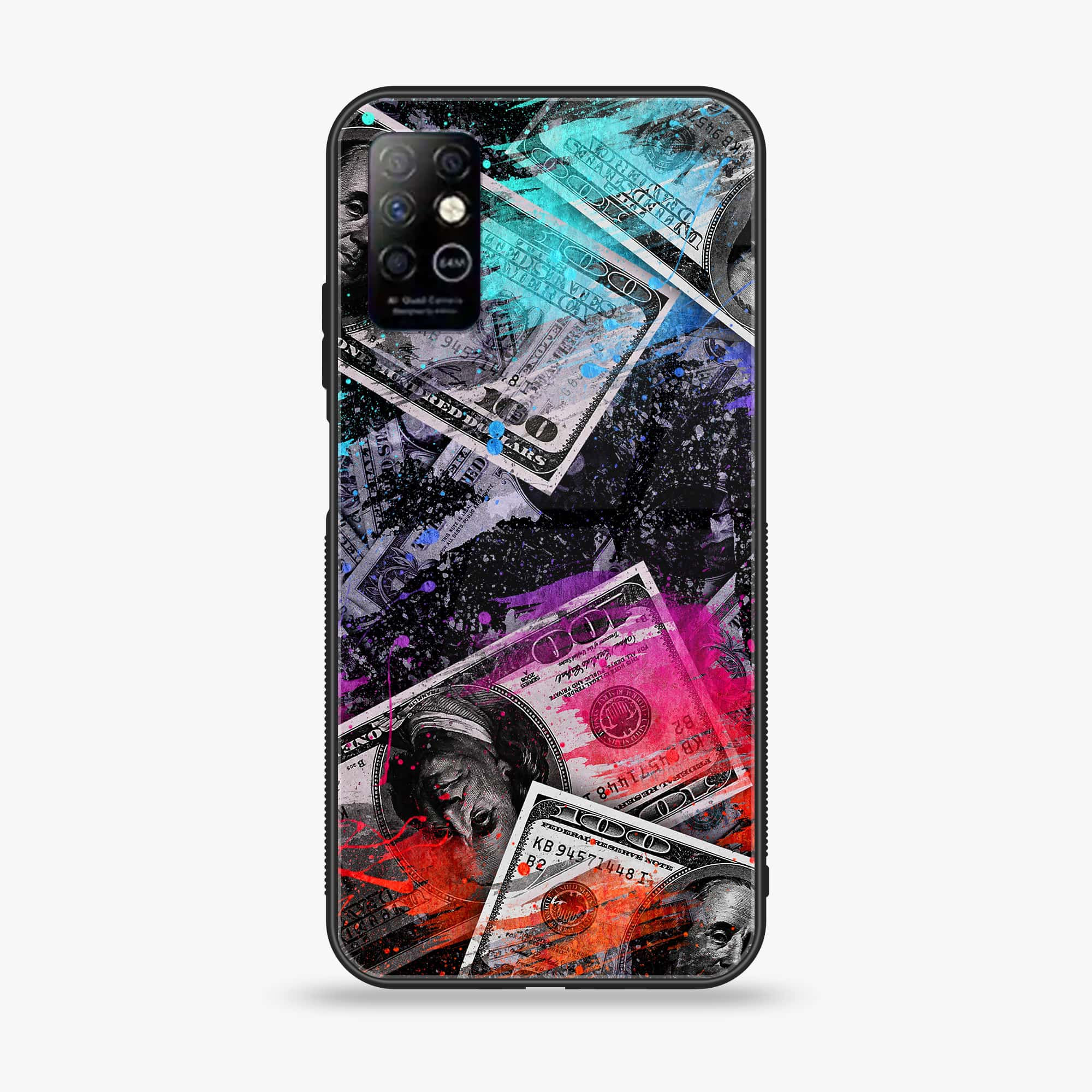 Infinix Note 8i - Dollar Series - Premium Printed Glass soft Bumper shock Proof Case