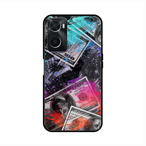 Oppo A96/ A76/ A36 Dollar Design 4 Premium Printed Glass soft Bumper shock Proof Case CS-28574