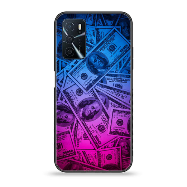 OPPO A16 - Dollar Design 3 - Premium Printed Glass soft Bumper shock Proof Case CS-41881