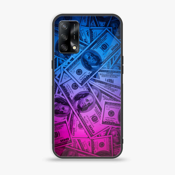 Oppo A74 - Dollar Design 3 - Premium Printed Glass soft Bumper shock Proof Case CS-17879