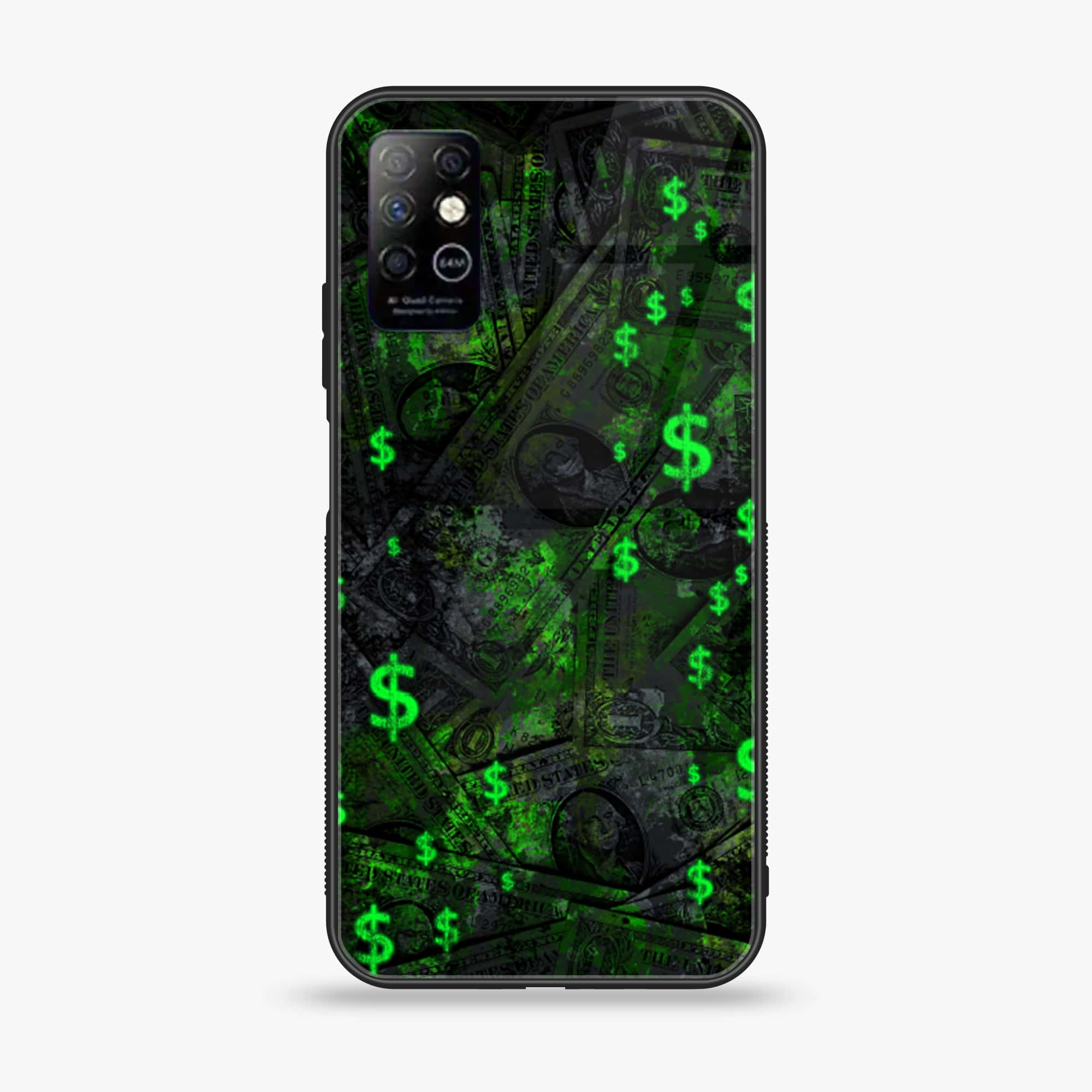 Infinix Note 8i - Dollar Series - Premium Printed Glass soft Bumper shock Proof Case