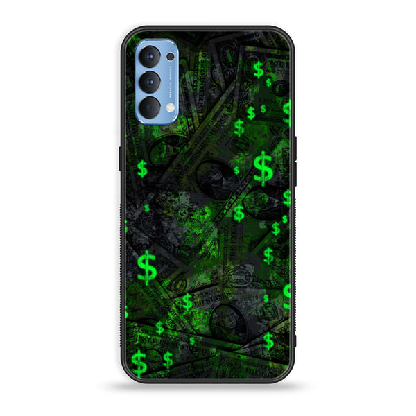 Oppo Reno 5 Pro 5G Dollar Design 5 Premium Printed Glass soft Bumper shock Proof Case CS-17003