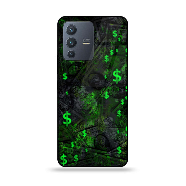 Vivo V23 5G - Dollar Design 5 - Premium Printed Glass soft Bumper shock Proof Case CS-21305