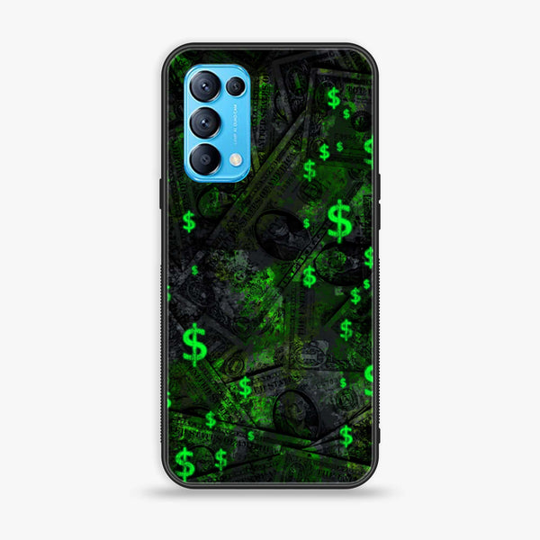 Oppo Reno 5 Dollar Design 5 Premium Printed Glass soft Bumper shock Proof Case CS-10874