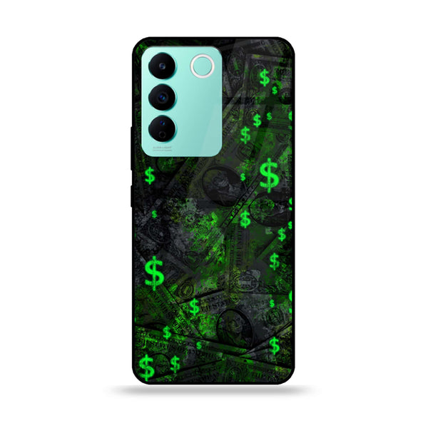 Vivo V27E - Dollar Design 5 - Premium Printed Glass soft Bumper shock Proof Case CS-20939