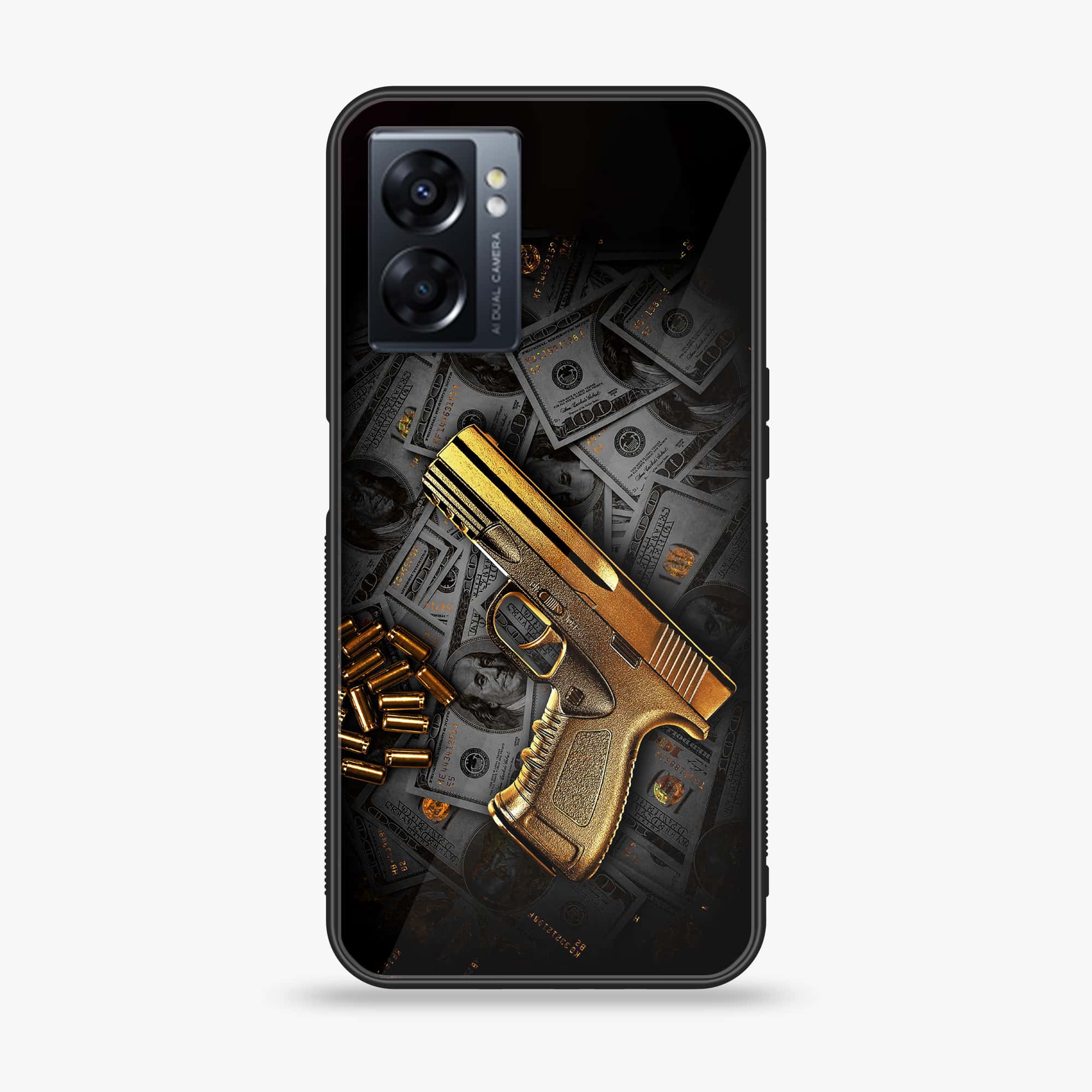 Oppo A77 4G - Dollar Series - Premium Metal Printed soft Bumper shock Proof Case
