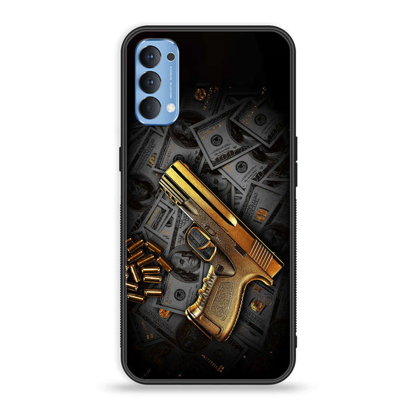 Oppo Reno 4 4G - Dollar Design 7 - Premium Printed Glass soft Bumper shock Proof Case CS-15711